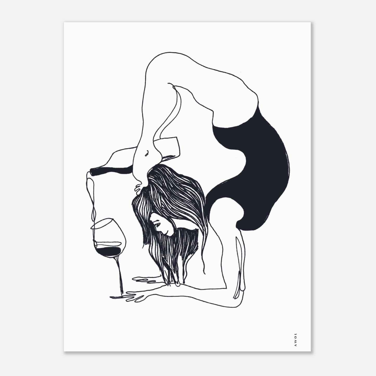 Funny Yoga Art With Wine Quote: Classic Matte Paper Poster