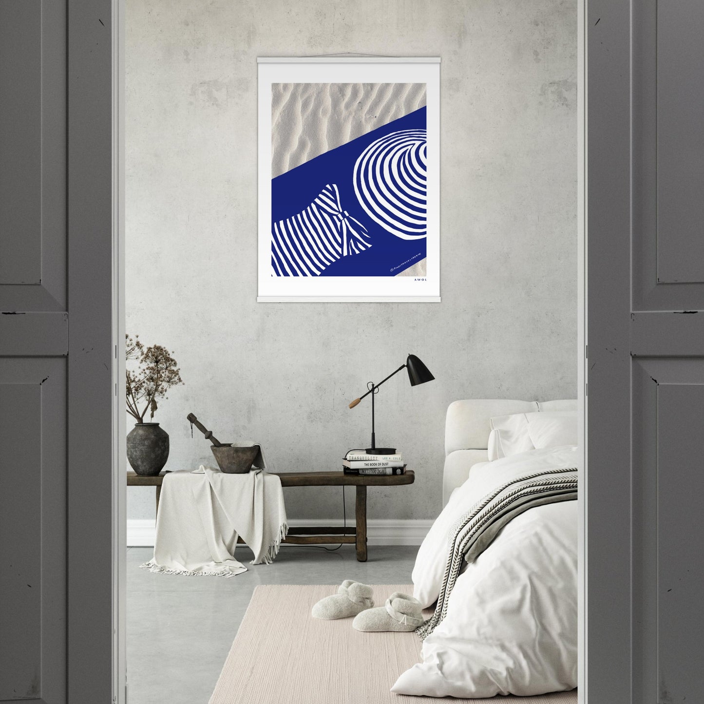 Woman In Oversized Hat And Stripes Sleeping On The Beach: Island Mood: Classic Matte Paper Poster with Hanger