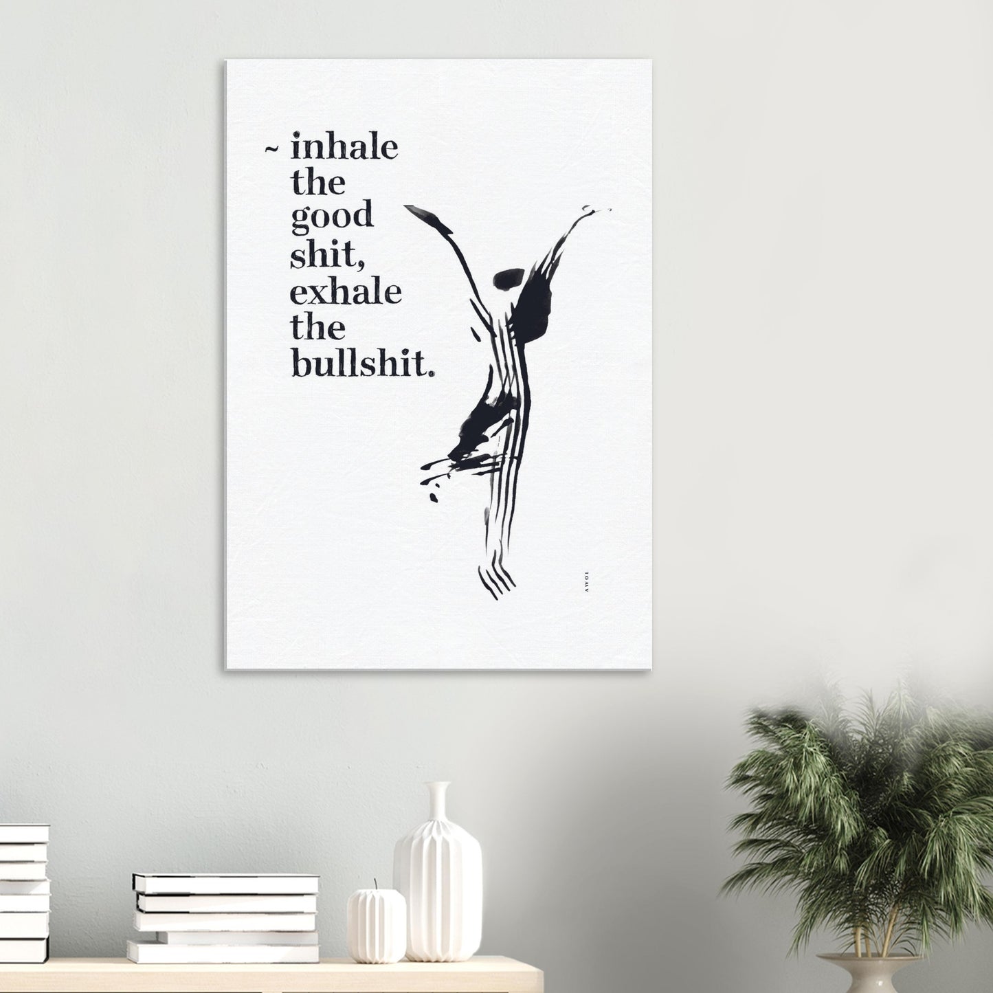 Modern Spiritual Wall Art With Quote And Yoga Pose: Art On Canvas Print