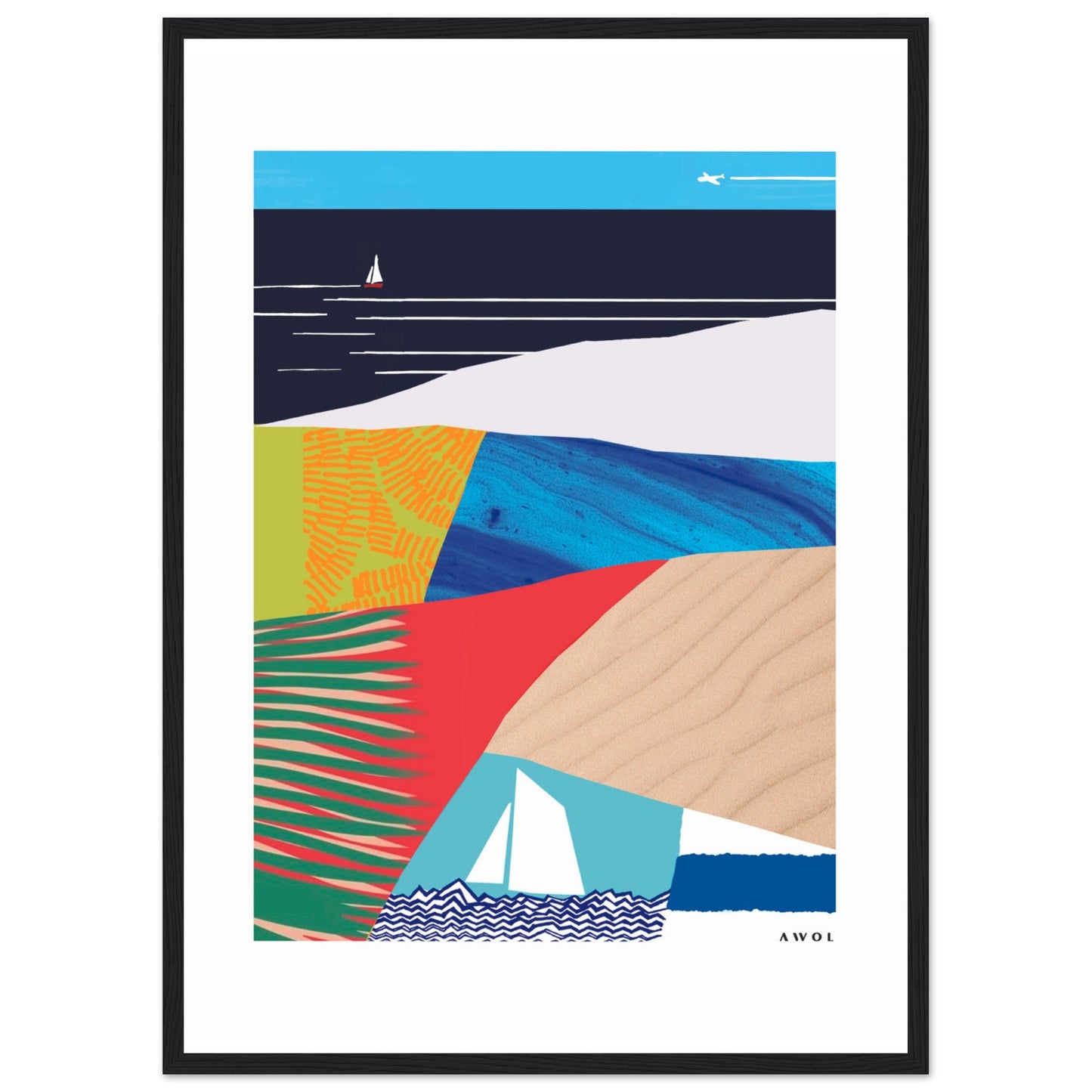 Tropical Paradise With Palm Trees, Abstract Beach Art: Framed Art Print