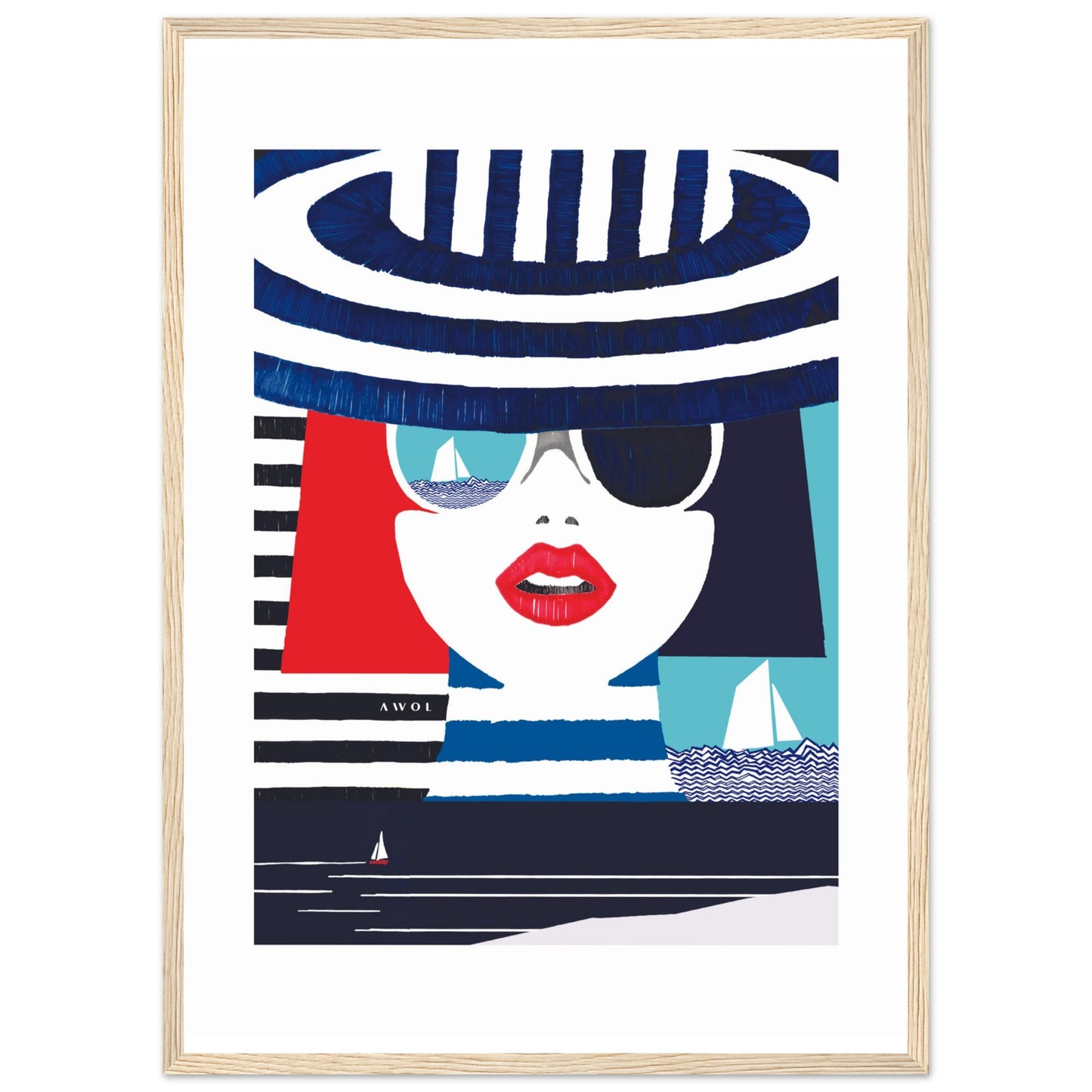 Portrait Of A Woman On The Beach: Mediterranean Wall Art, Framed Print