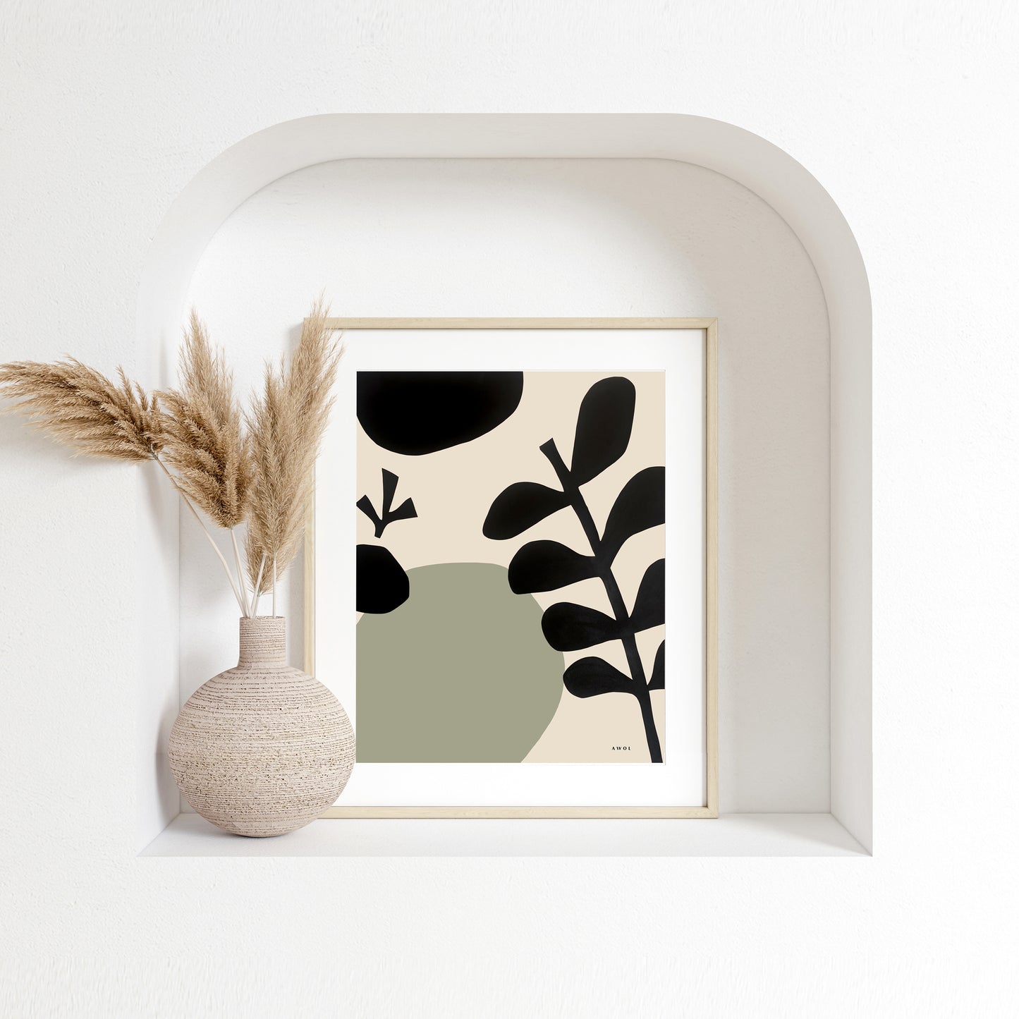 Mediterranean Plant Art, Minimalist Garden: Premium Matte Paper Poster