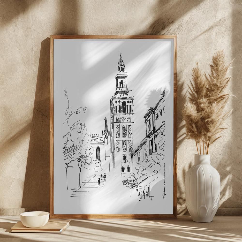 Seville Street Scene: La Giralda, Spain, Fine Art Poster