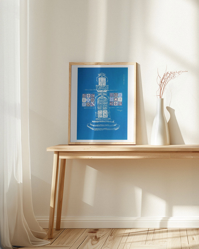Portugal Blues: Doorway & Azulejos, Fine Art Poster