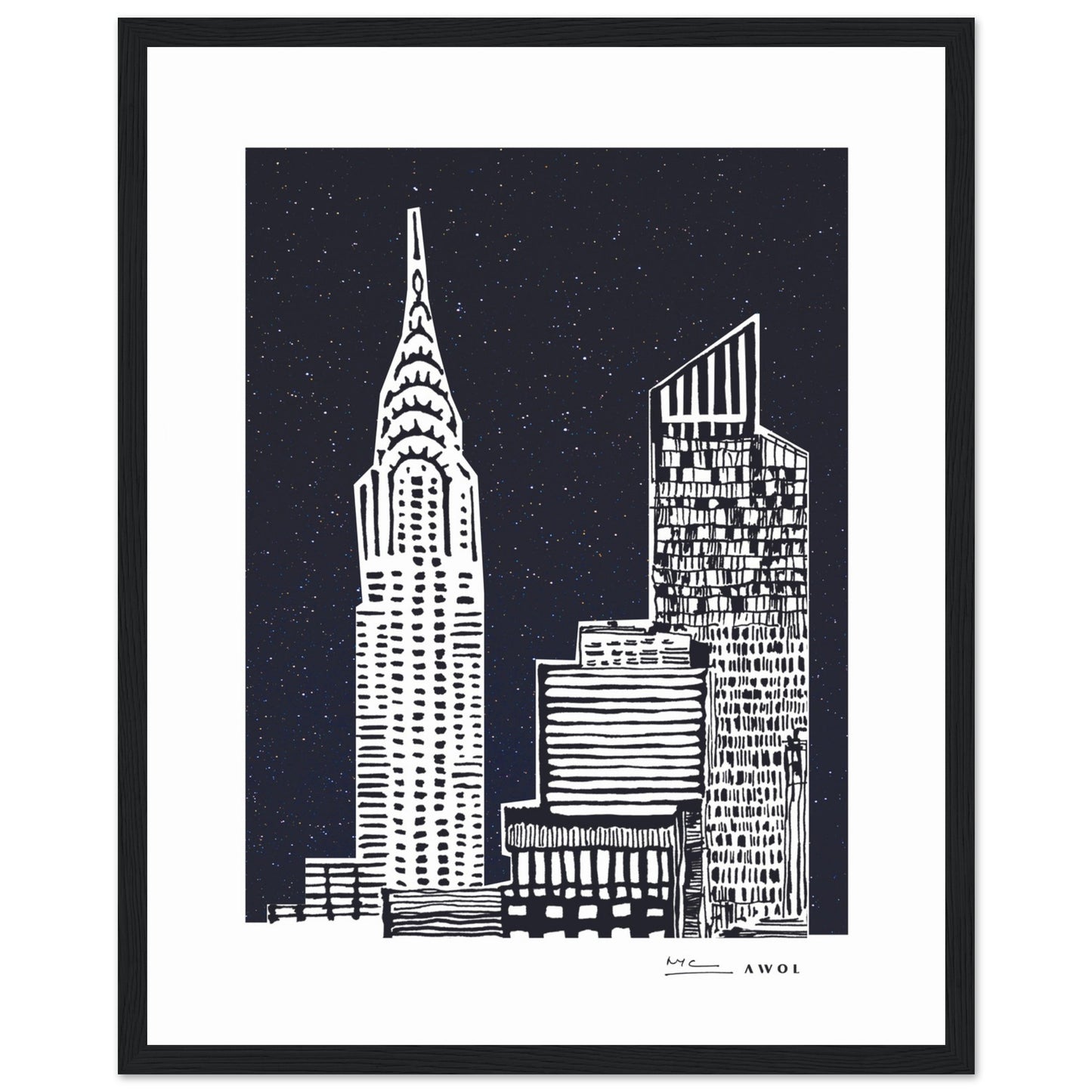 New York City At Night, Manhattan Abstraction: Framed Art Print