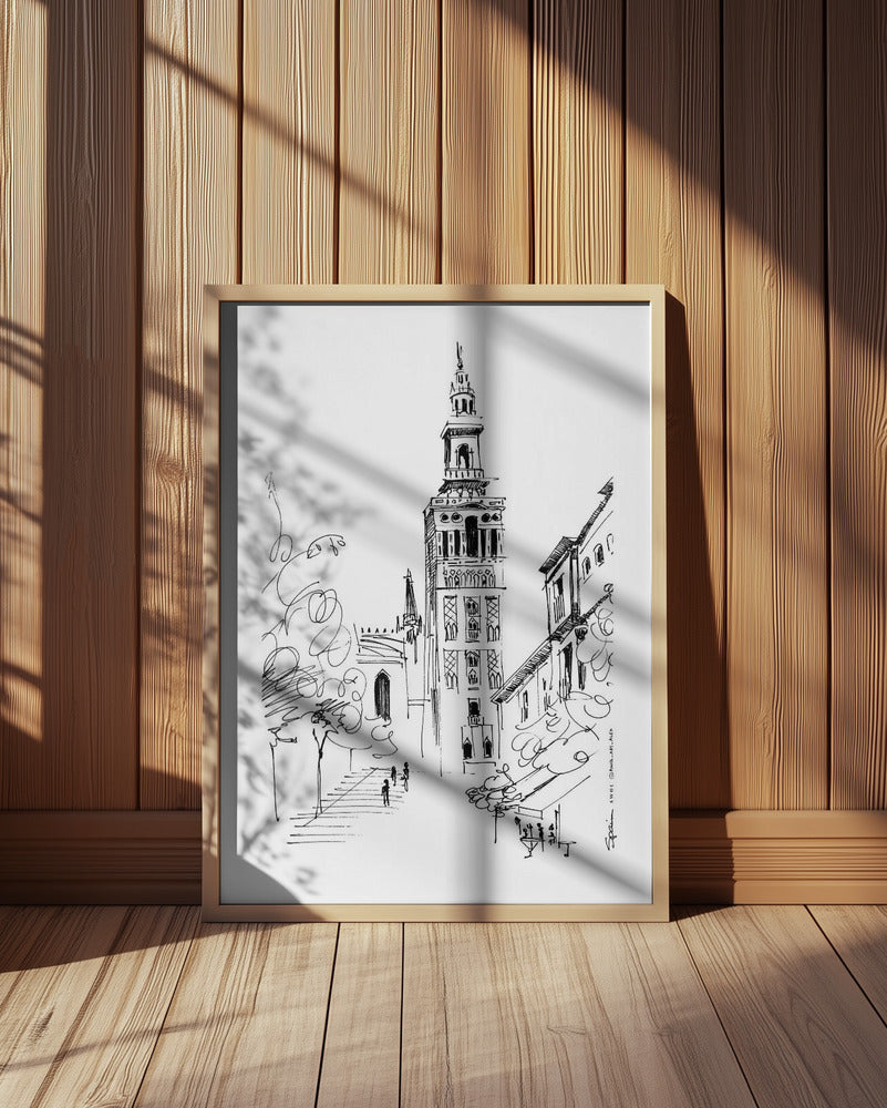 Seville Street Scene: La Giralda, Spain, Fine Art Poster