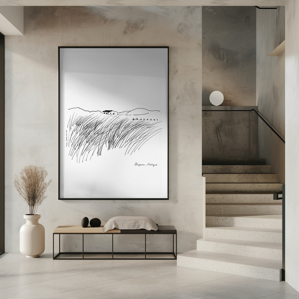Wild Algarve Coastal Landscape, Minimalist Portugal Framed Art Print