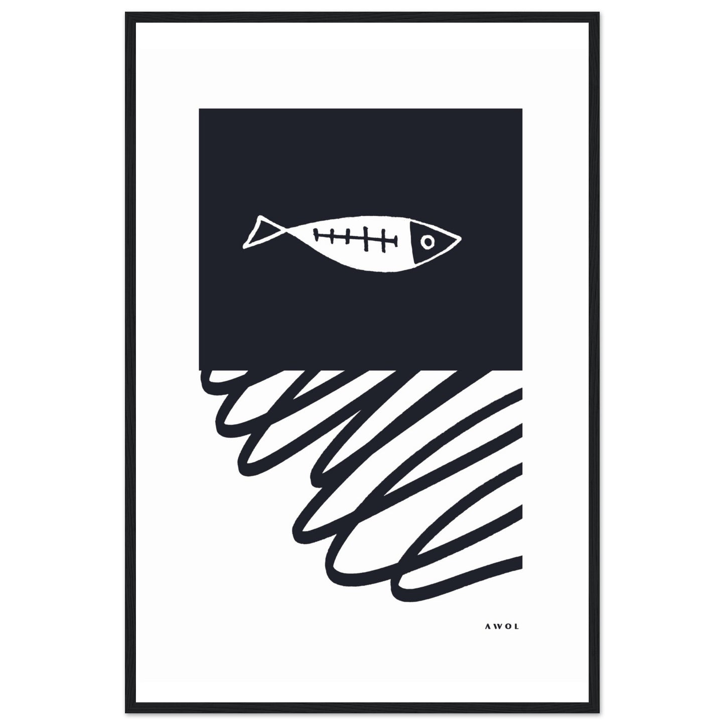 Minimalist Wall Decor, Scandinavian Wall Art With Fish: Framed Art Print