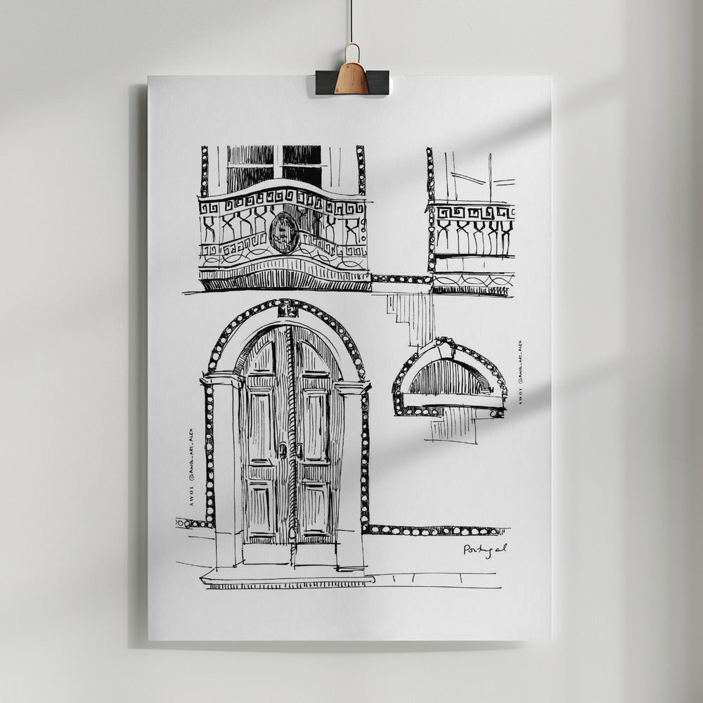 Elegant Entrance: Portugal Architecture, Fine Art Poster