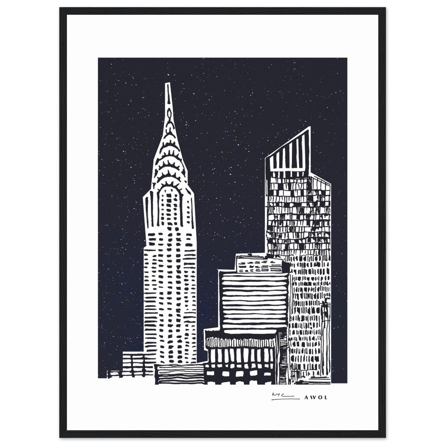 New York City At Night, Manhattan Abstraction: Framed Art Print