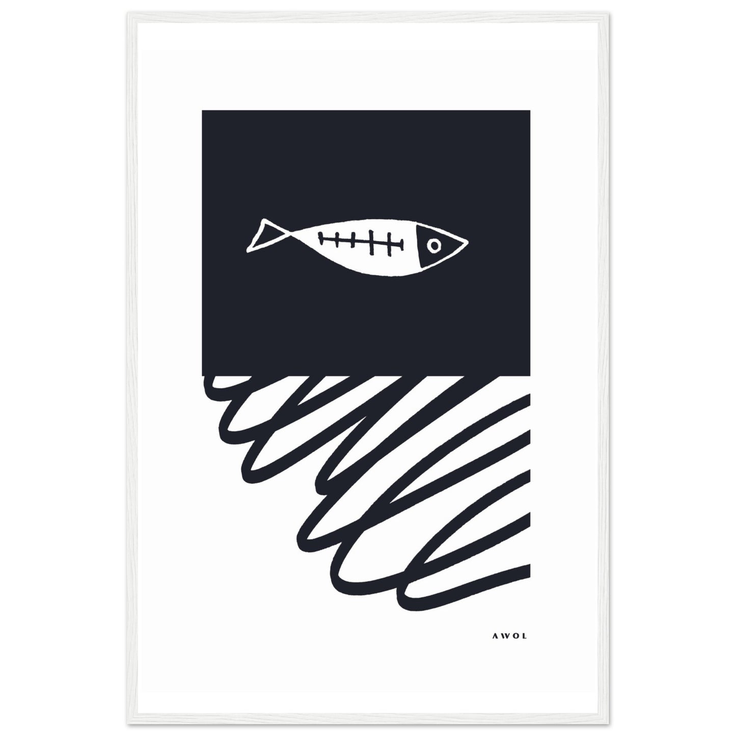 Minimalist Wall Decor, Scandinavian Wall Art With Fish: Framed Art Print