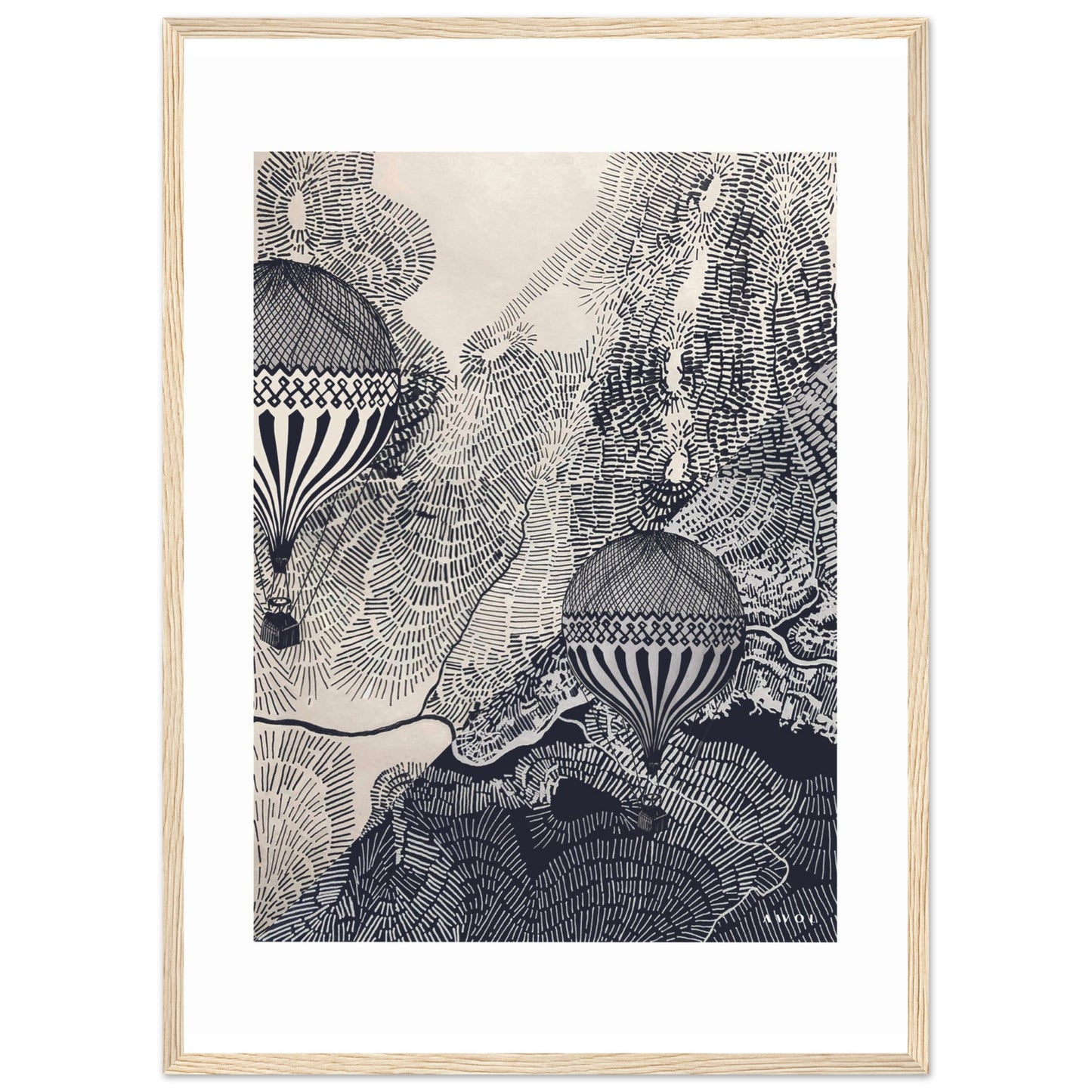 Dreaming Big: Hot Air Balloon Travel In The Sky, Framed Art Print
