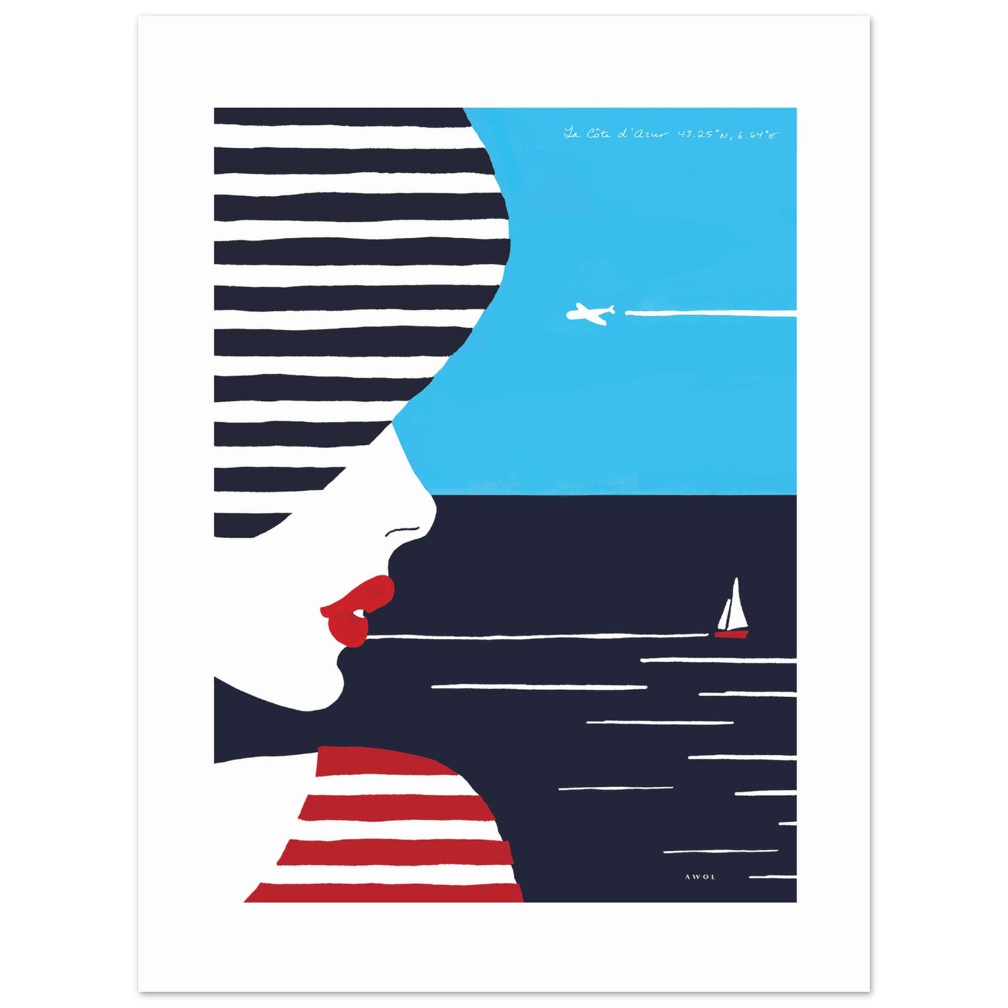 Colourful Beach Portrait Of A Woman By The Sea: French Riviera Poster