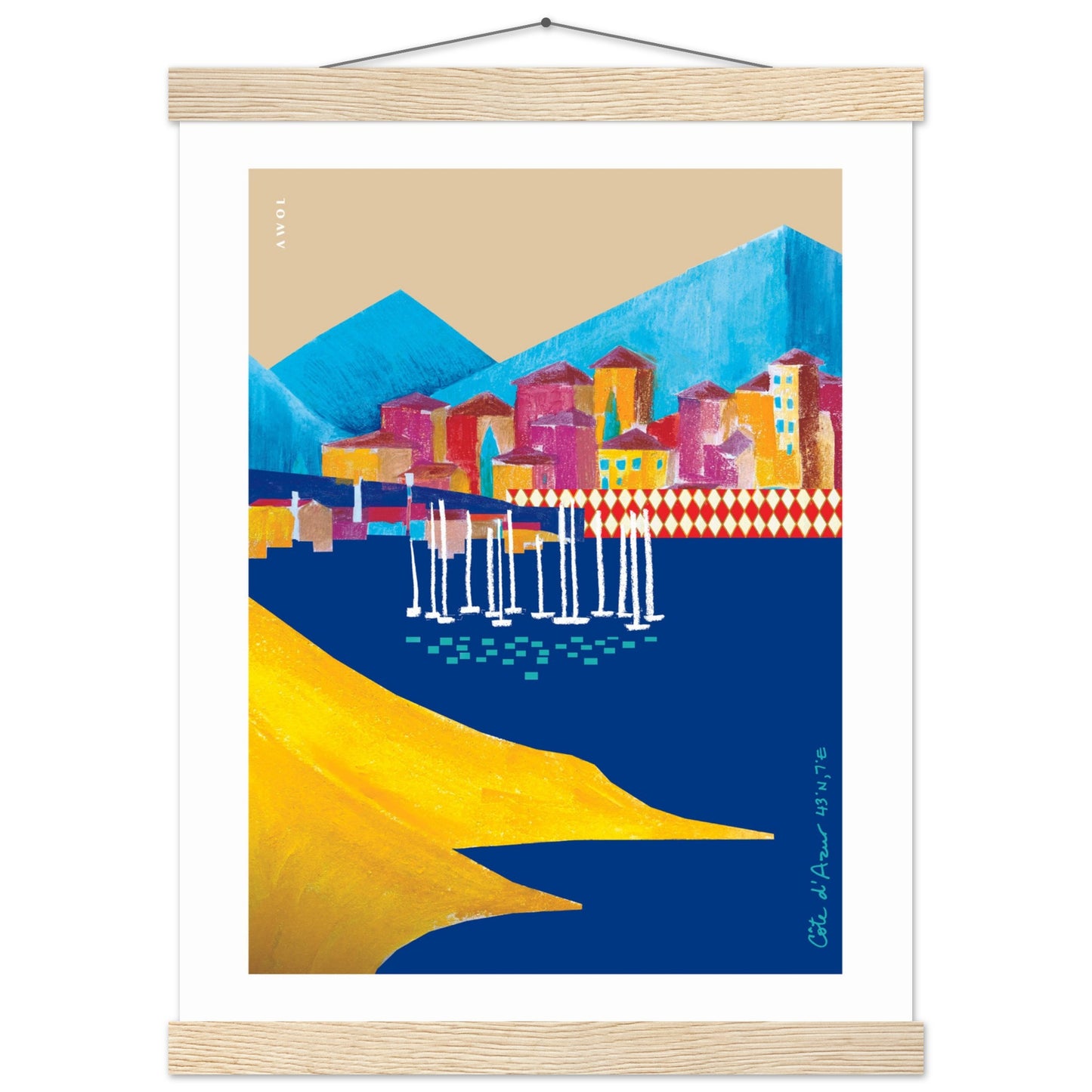 Colourful Villas On the Mediterranean Sea, Travel Poster With Hanger