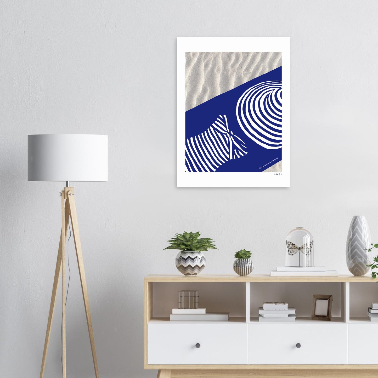 Woman In Oversized Blue Striped Hat Tanning On The Beach: Vacation Vibes Classic Matte Paper Poster