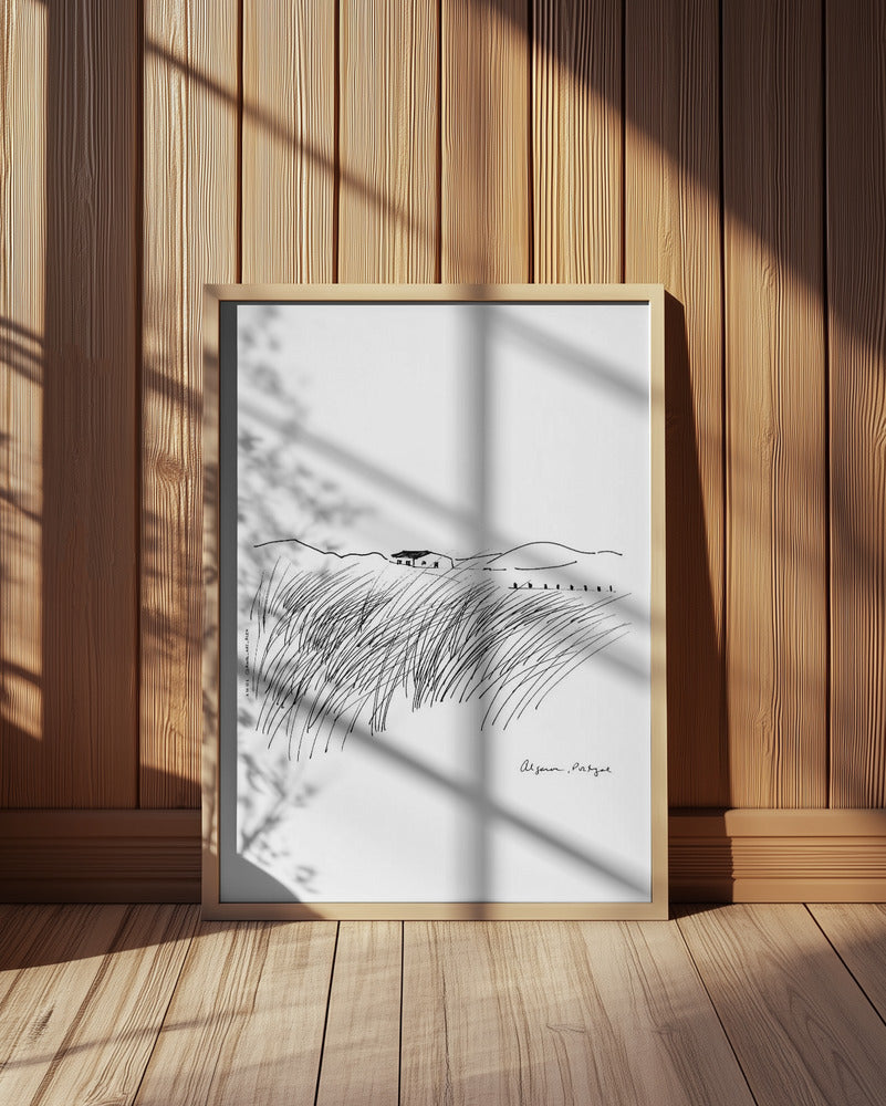 Wild Algarve Coastal Landscape, Minimalist Portugal Framed Art Print