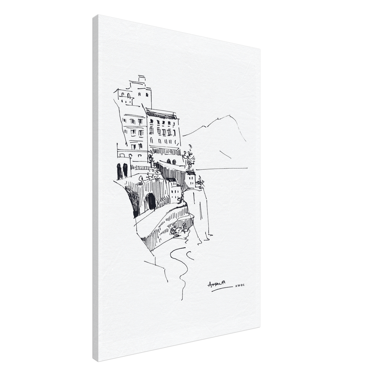Small Towns And Villas On The Amalfi Coast, Italy Art Print On Canvas
