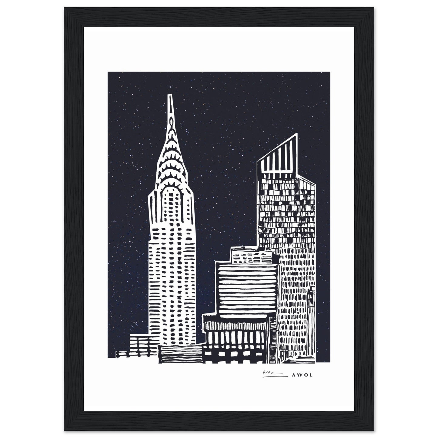 New York City At Night, Manhattan Abstraction: Framed Art Print