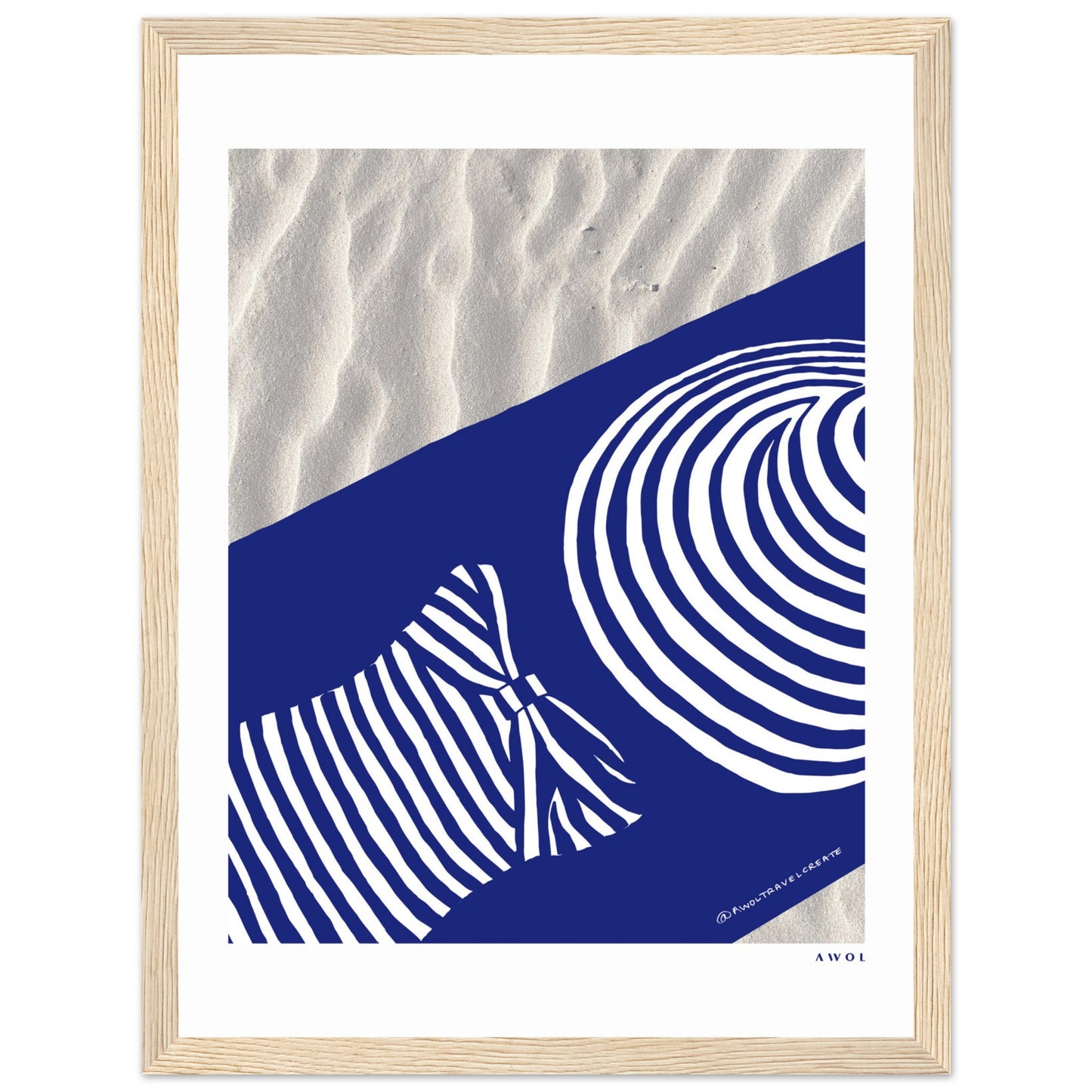 Woman In Oversized Hat And Stripes Sleeping On The Beach: Island Mood Classic Matte Paper Wooden Framed Art Print