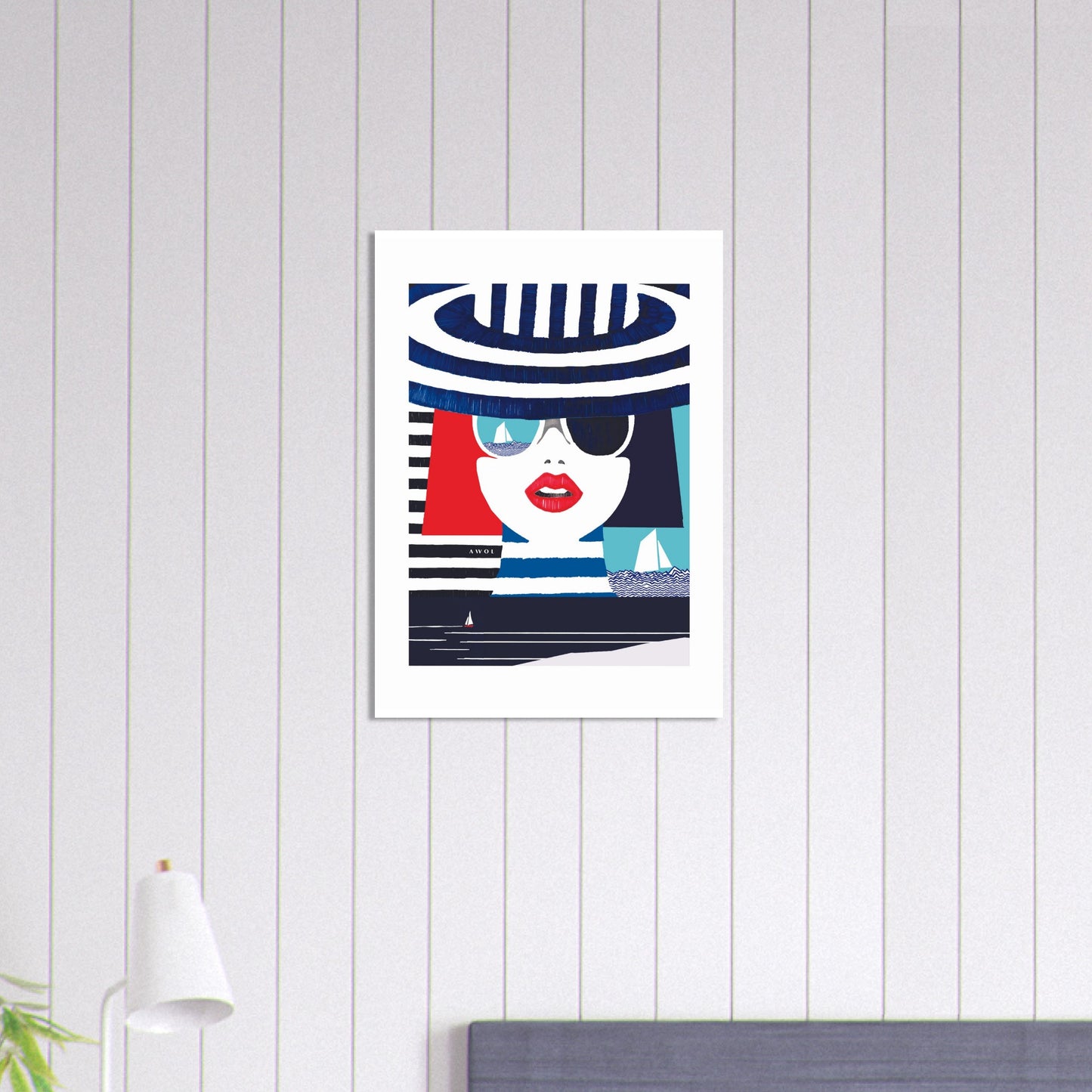 Graphic Portrait Of A Woman On The Riviera, Beach Wall Art: Travel Poster Print