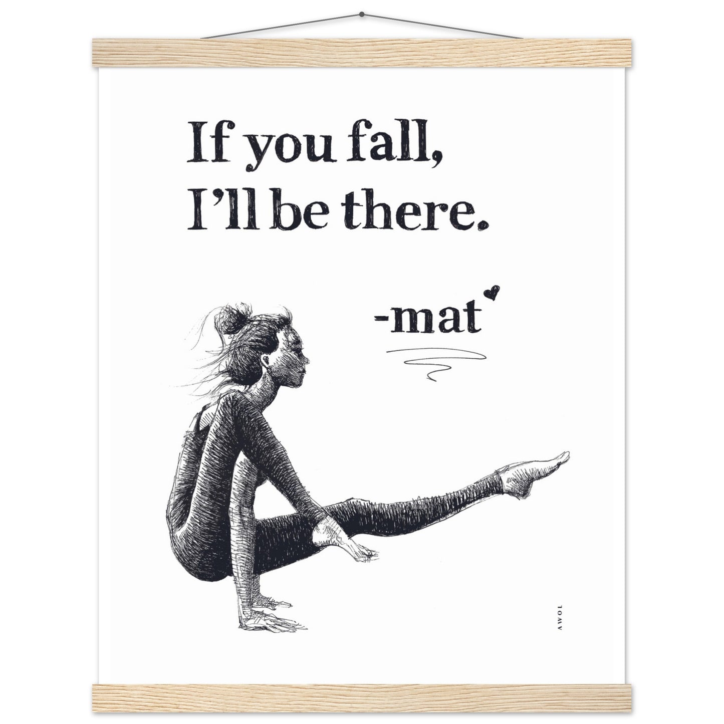 Spiritual Yoga Pose Art With Inspiring Quote: Poster Print with Hanger