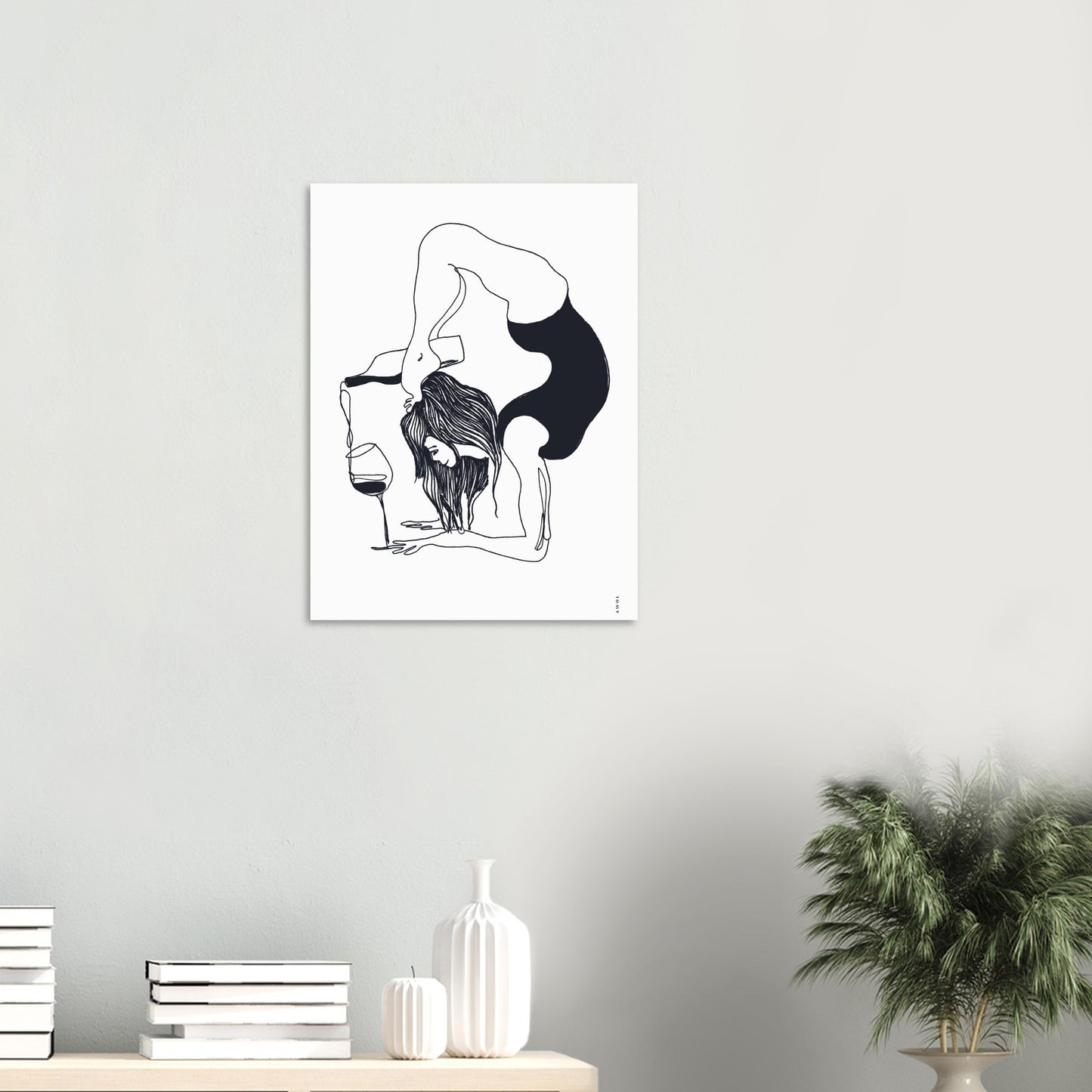 Funny Yoga Art With Wine Quote: Classic Matte Paper Poster