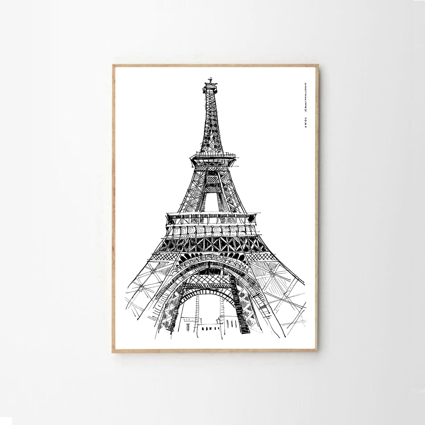Paris Wall Art, Eiffel Tower In Black And White Art Print: France Travel Poster