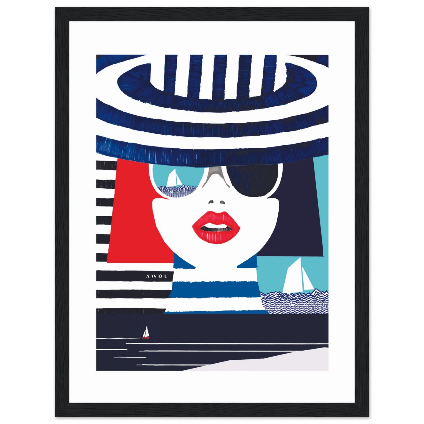 Portrait Of A Woman On The Beach: Mediterranean Wall Art, Framed Print