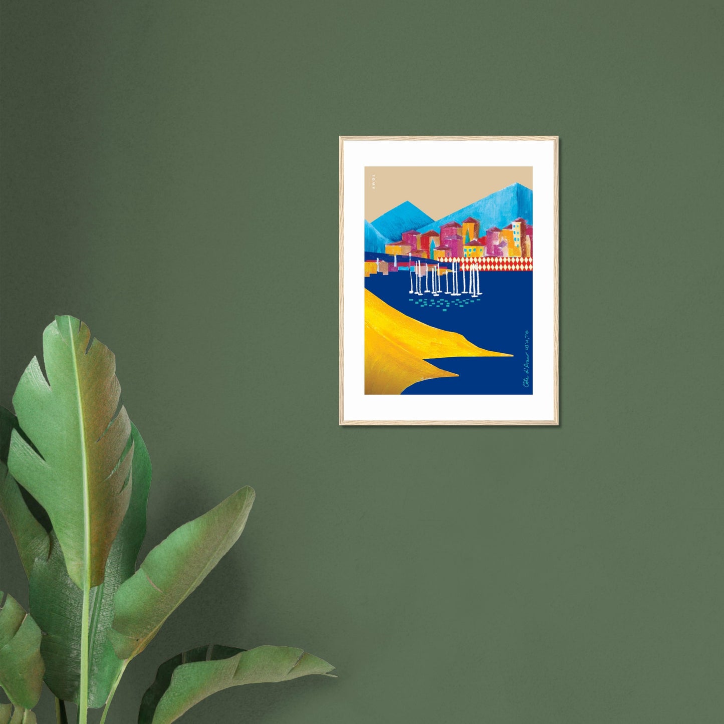 Colourful Beach Towns In The South of France Poster: Framed Art Print