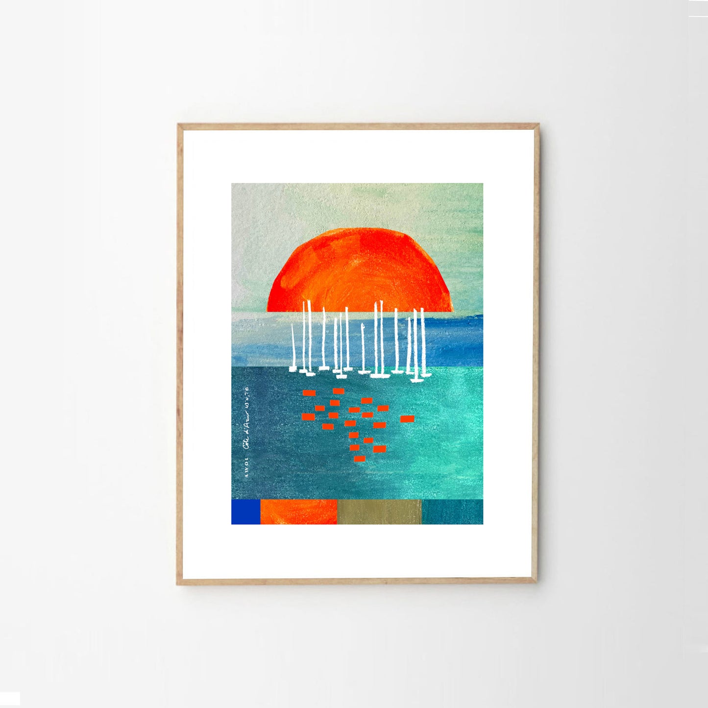 Sunrise Over The Sea, Colourful Seaside Landscape Artwork: Framed Print