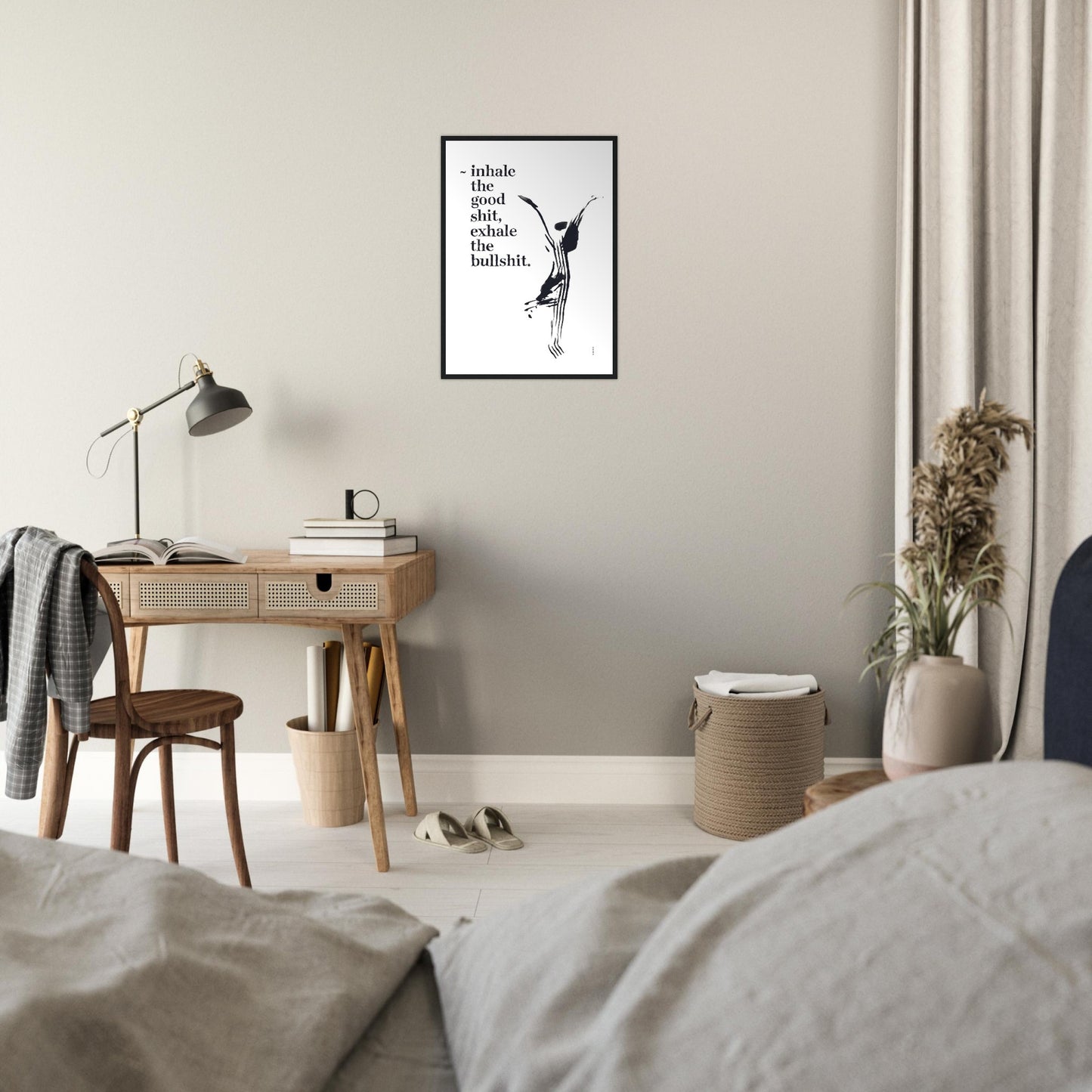 Funny Zen Quote, Exhale The Bullshit, Yoga Wall Art: Framed Art Print