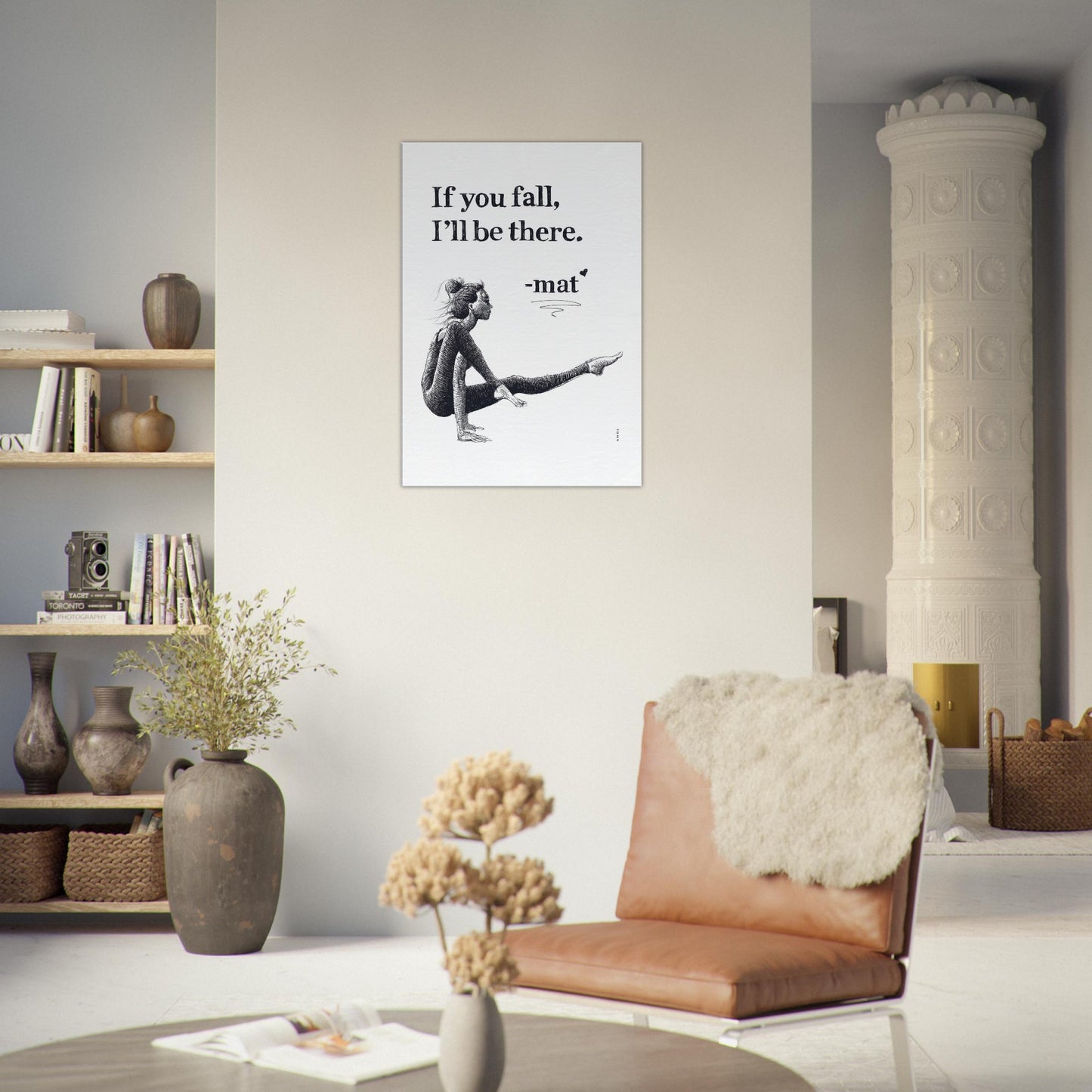 Woman In Yoga Pose On Yoga Mat With Inspirational Quote: Canvas Art Print