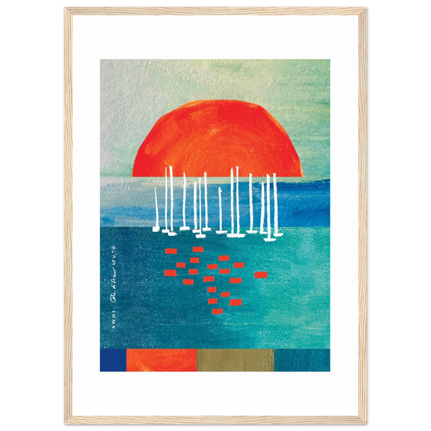 Sunrise Over The Sea, Colourful Seaside Landscape Artwork: Framed Print