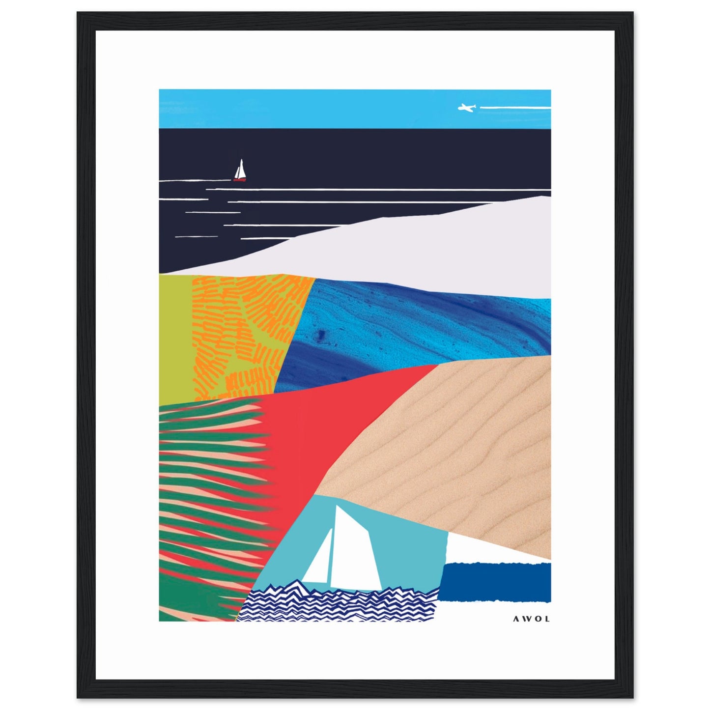 Tropical Paradise With Palm Trees, Abstract Beach Art: Framed Art Print