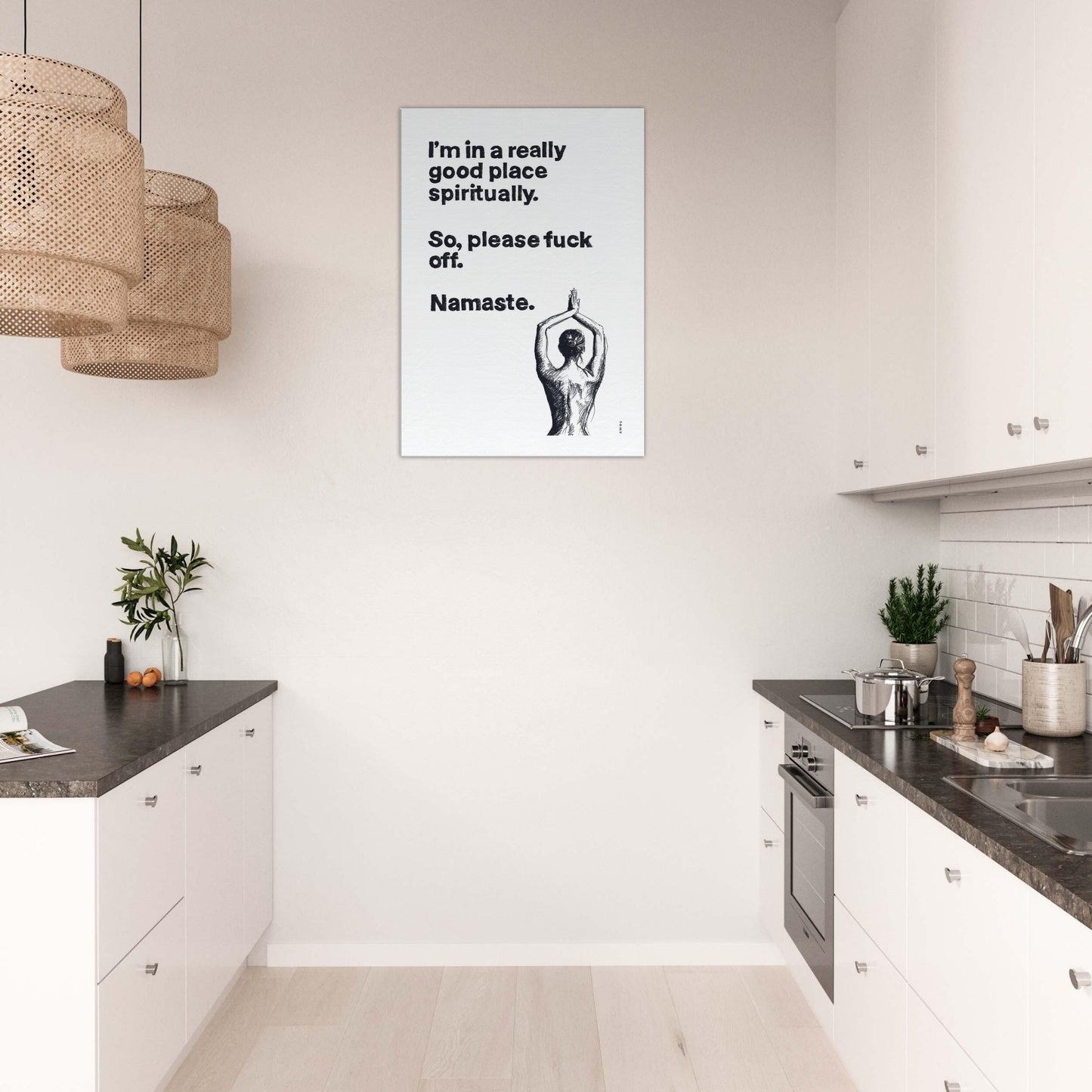 Funny Namaste Yoga Art: I Am In A Good Place Please Fuck Off: Canvas Art Print