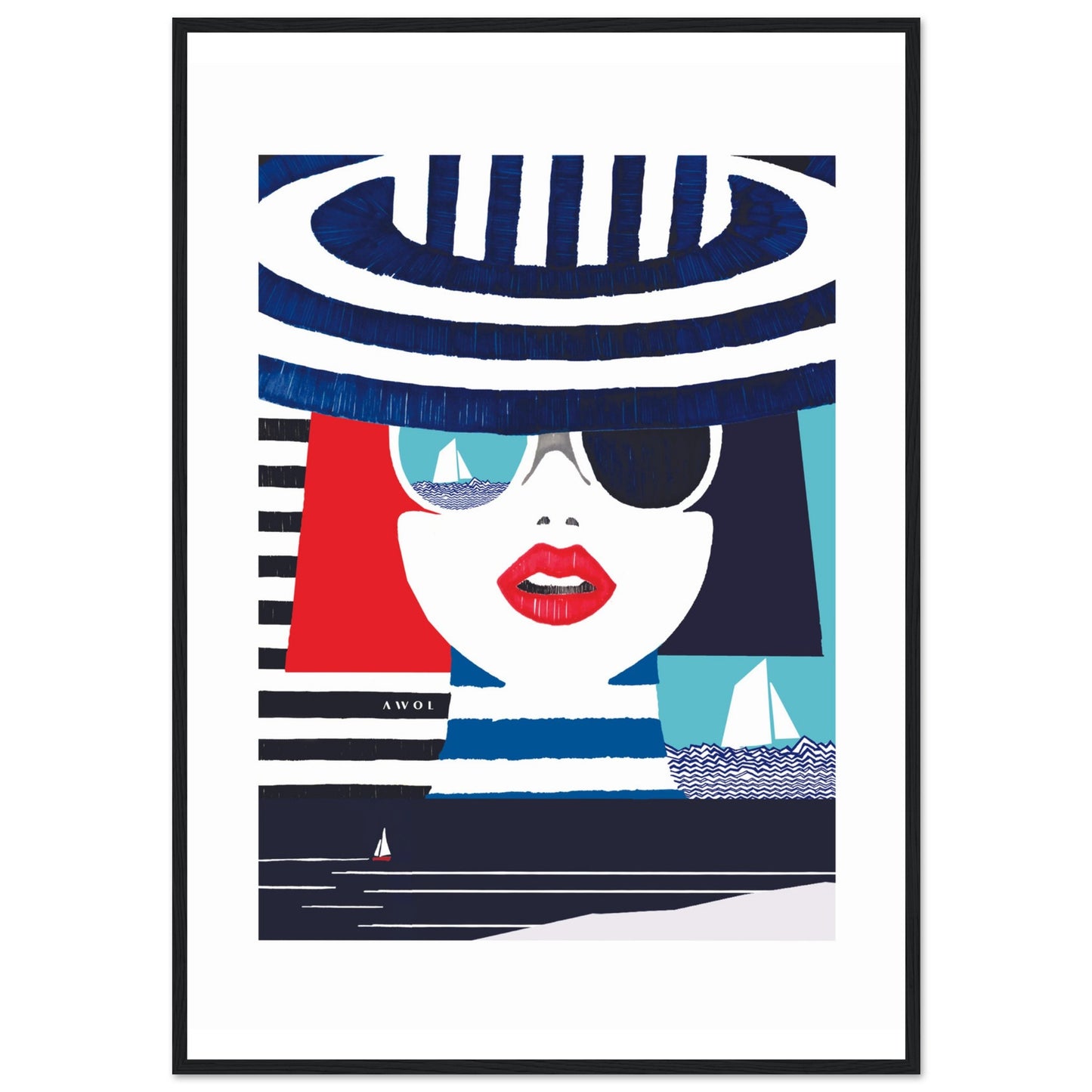 Portrait Of A Woman On The Beach: Mediterranean Wall Art, Framed Print