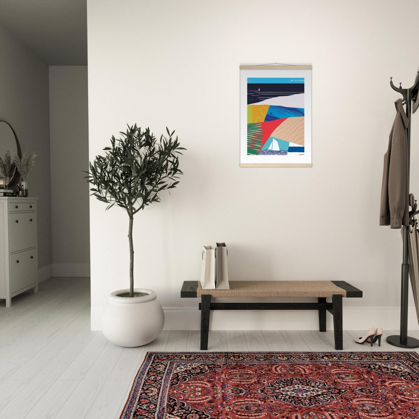 Tropical Paradise Art Print, Abstract Vacation Art: Poster with Hanger