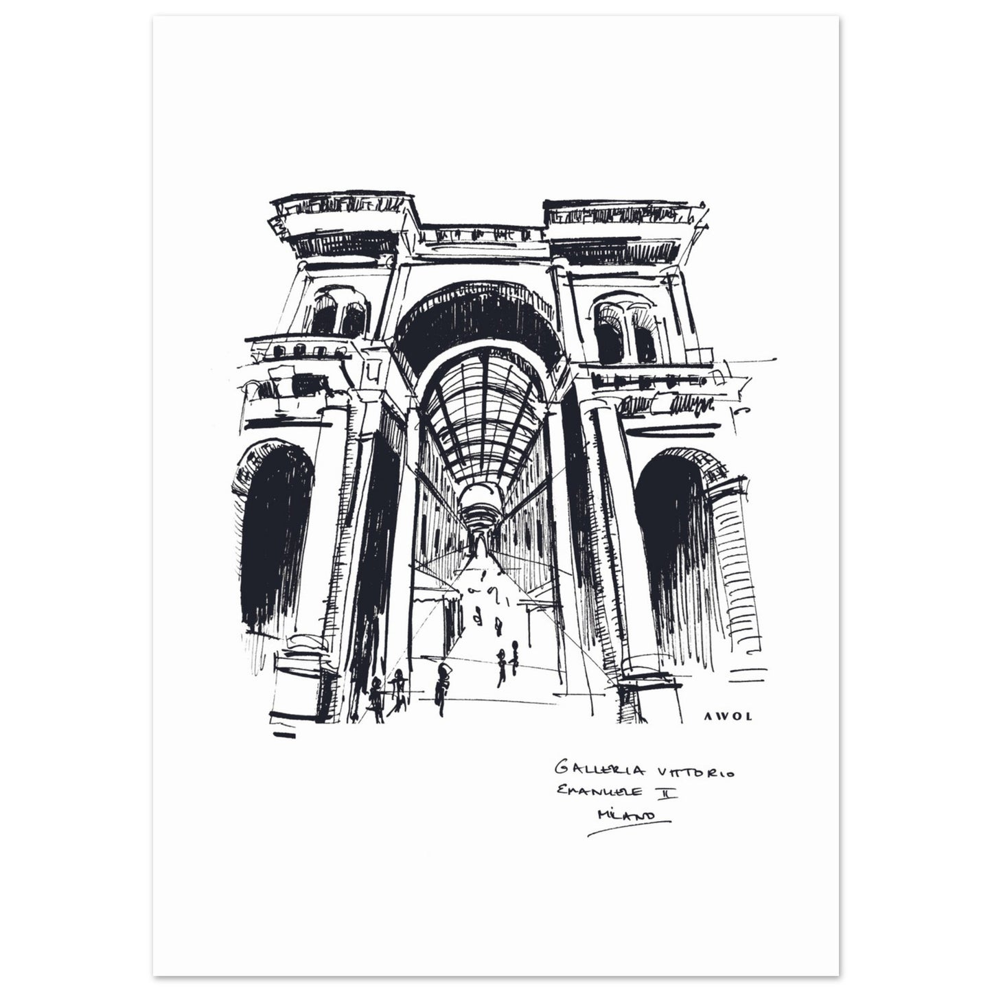Milan City Art Print With Luxury Shopping Elegance: Poster Print