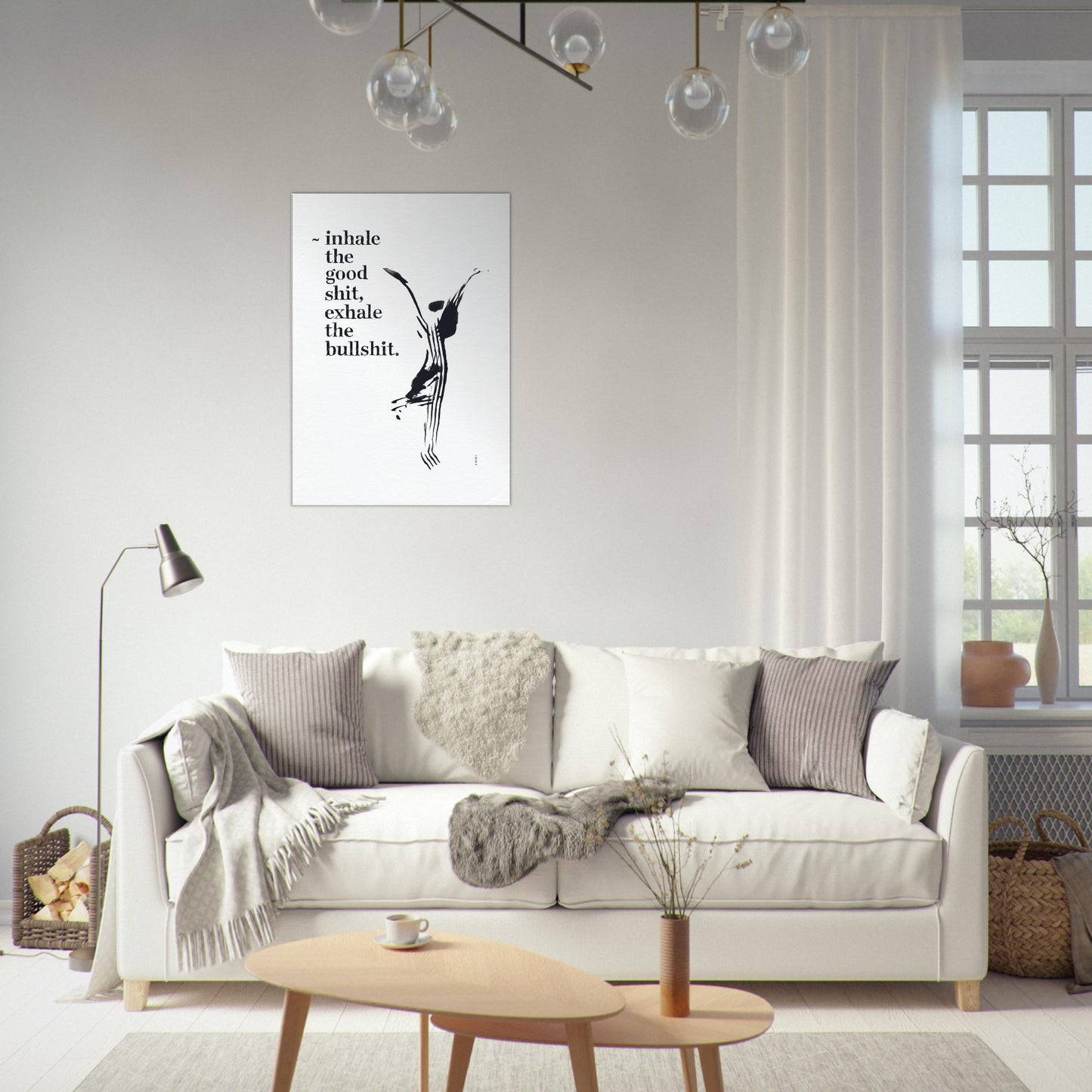 Modern Spiritual Wall Art With Quote And Yoga Pose: Art On Canvas Print