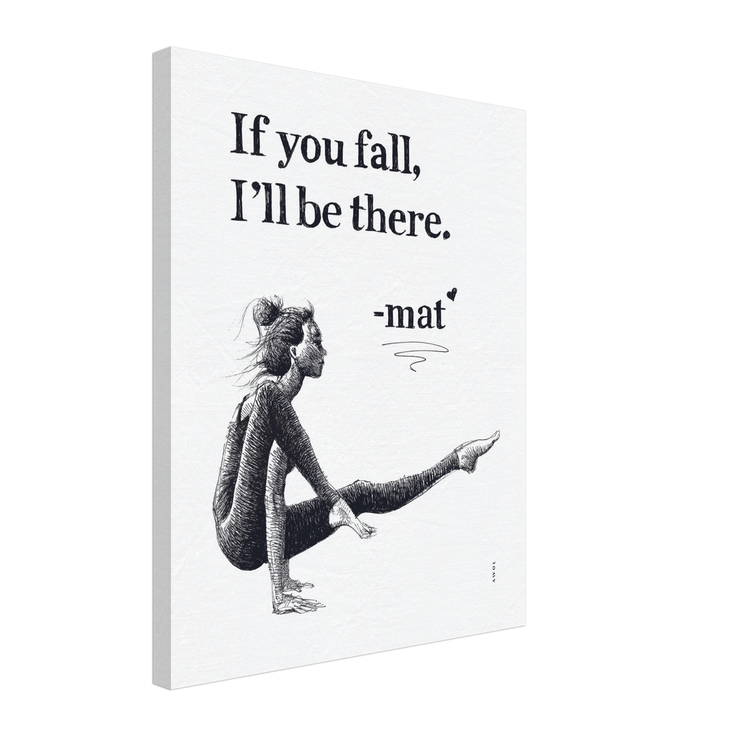 Woman In Yoga Pose On Yoga Mat With Inspirational Quote: Canvas Art Print