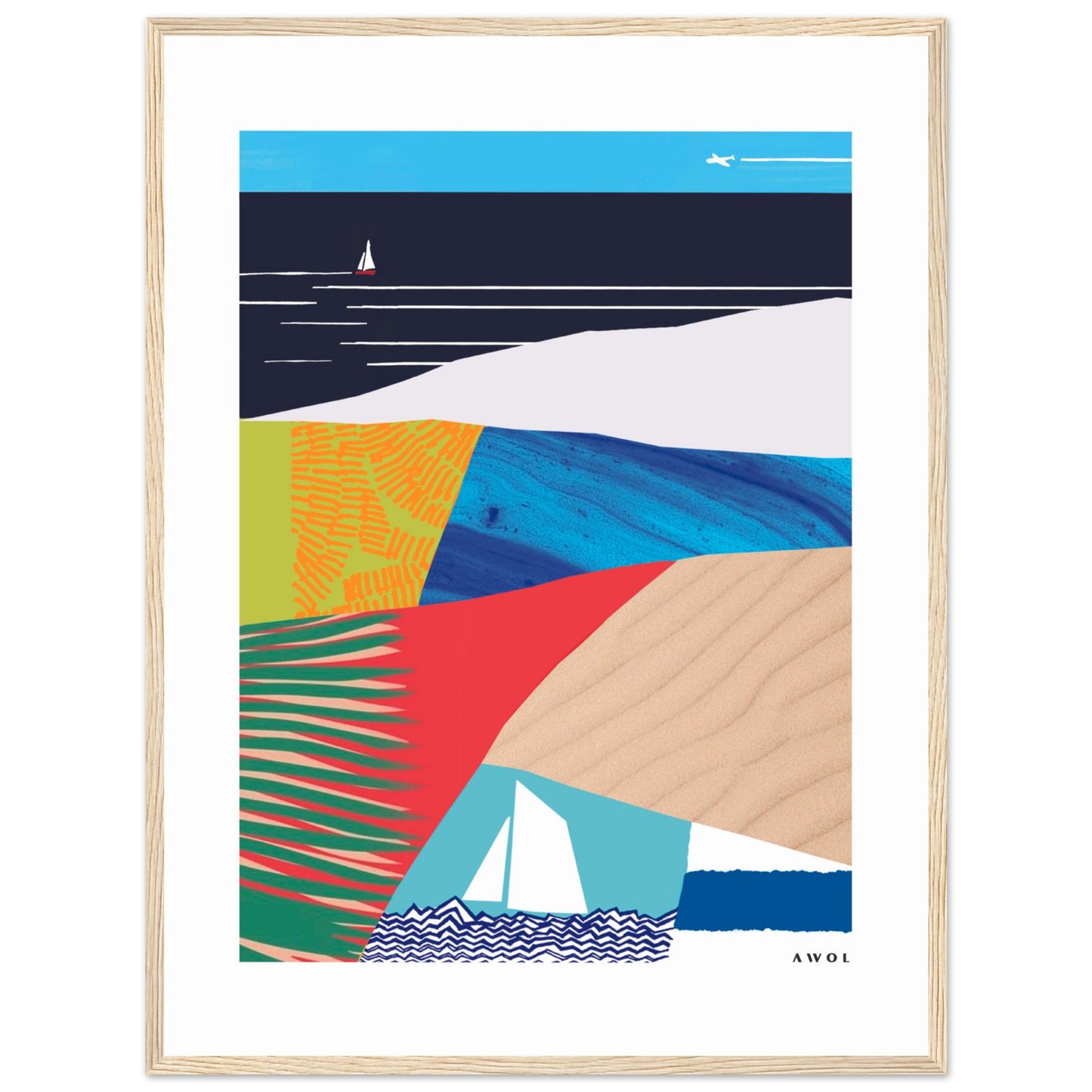 Tropical Paradise With Palm Trees, Abstract Beach Art: Framed Art Print