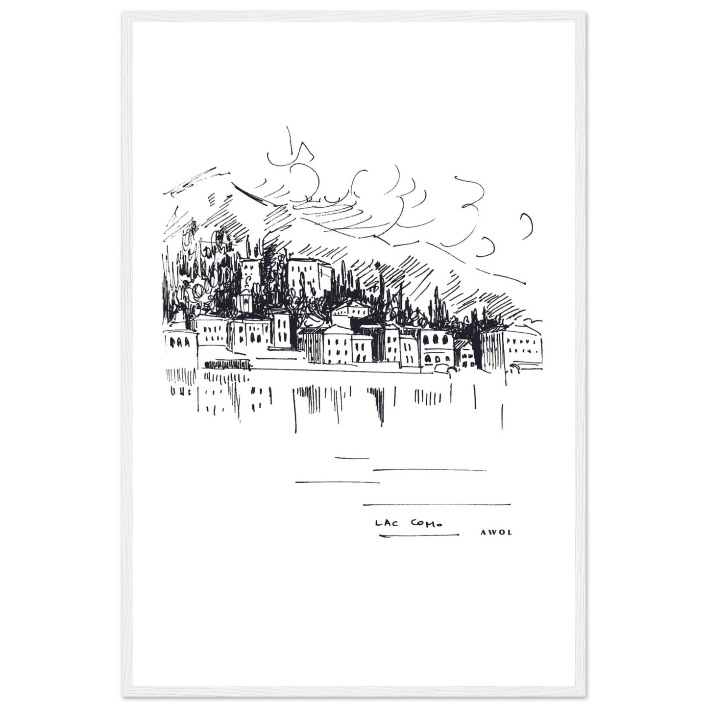 Italian Scenery Wall Art With Villas On A Hill In Lake Como, Framed Art Print