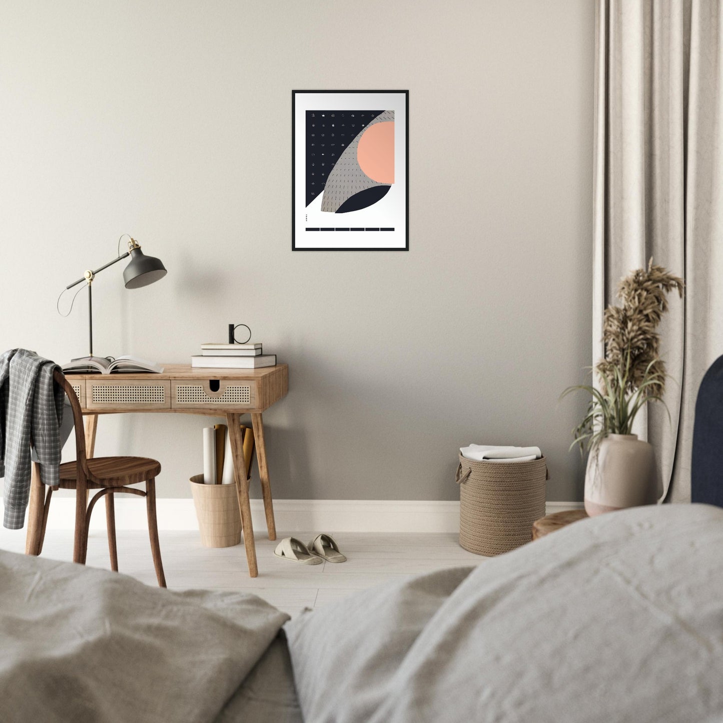 Minimalist Wall Art, Scandinavian Art Print With Abstract Graphic Shapes: Framed Art Print