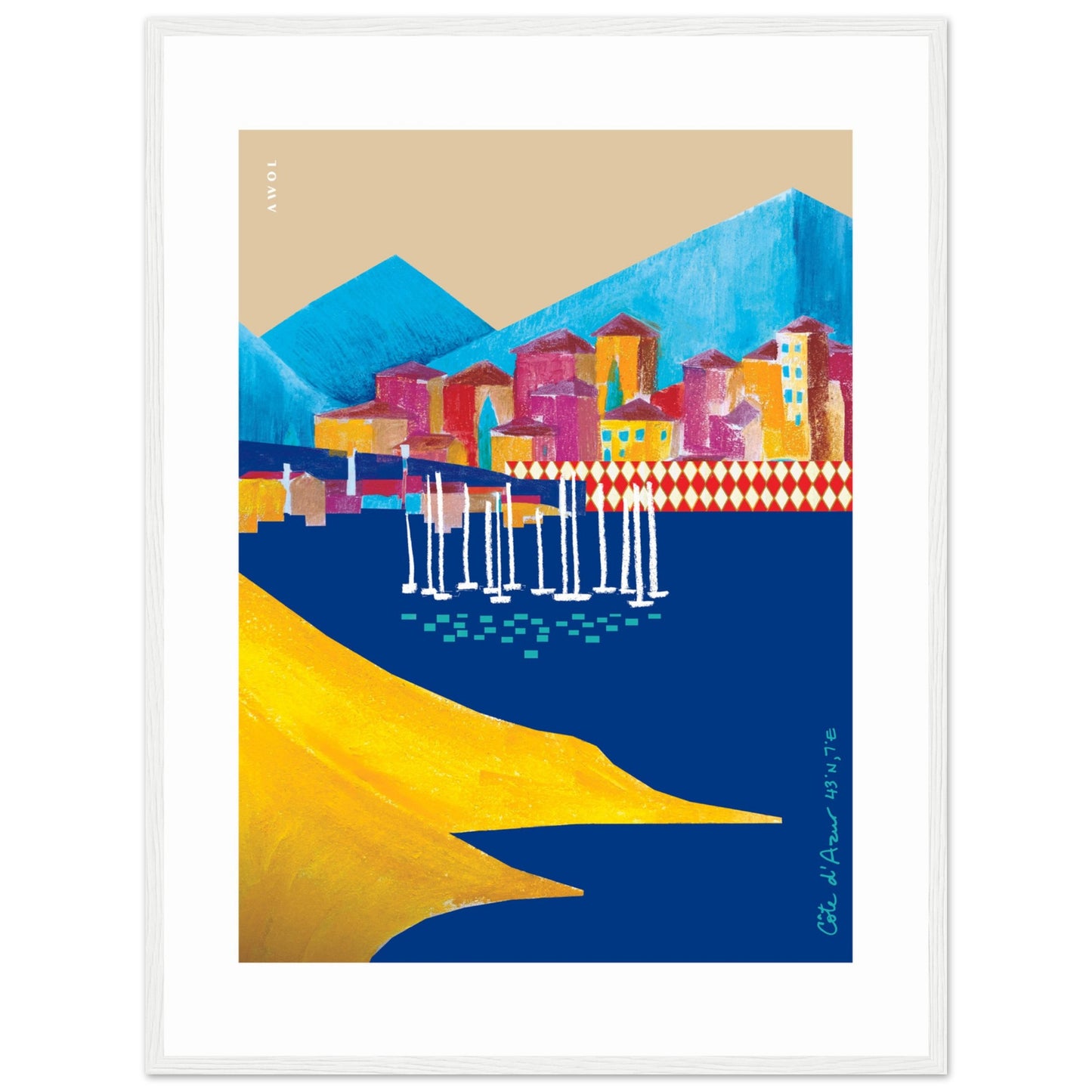 Colourful Beach Towns In The South of France Poster: Framed Art Print