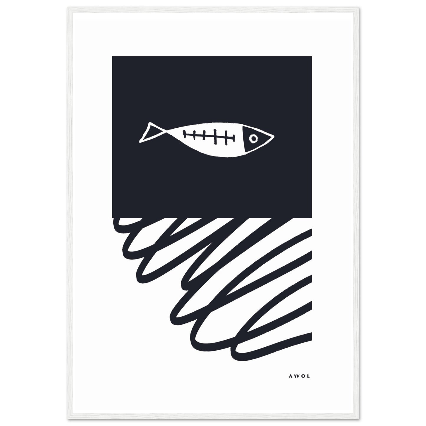 Minimalist Wall Decor, Scandinavian Wall Art With Fish: Framed Art Print