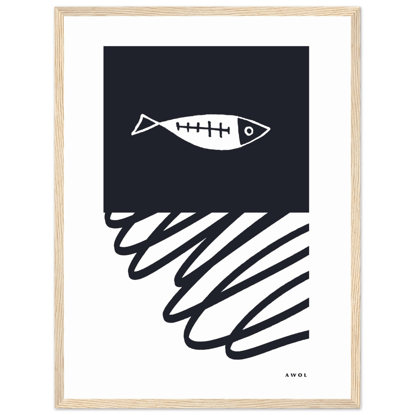 Minimalist Wall Decor, Scandinavian Wall Art With Fish: Framed Art Print