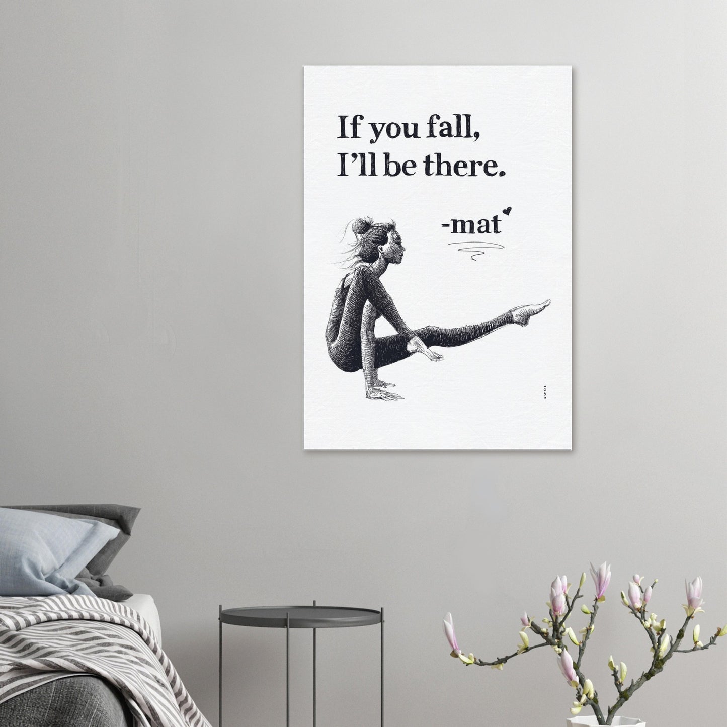 Woman In Yoga Pose On Yoga Mat With Inspirational Quote: Canvas Art Print
