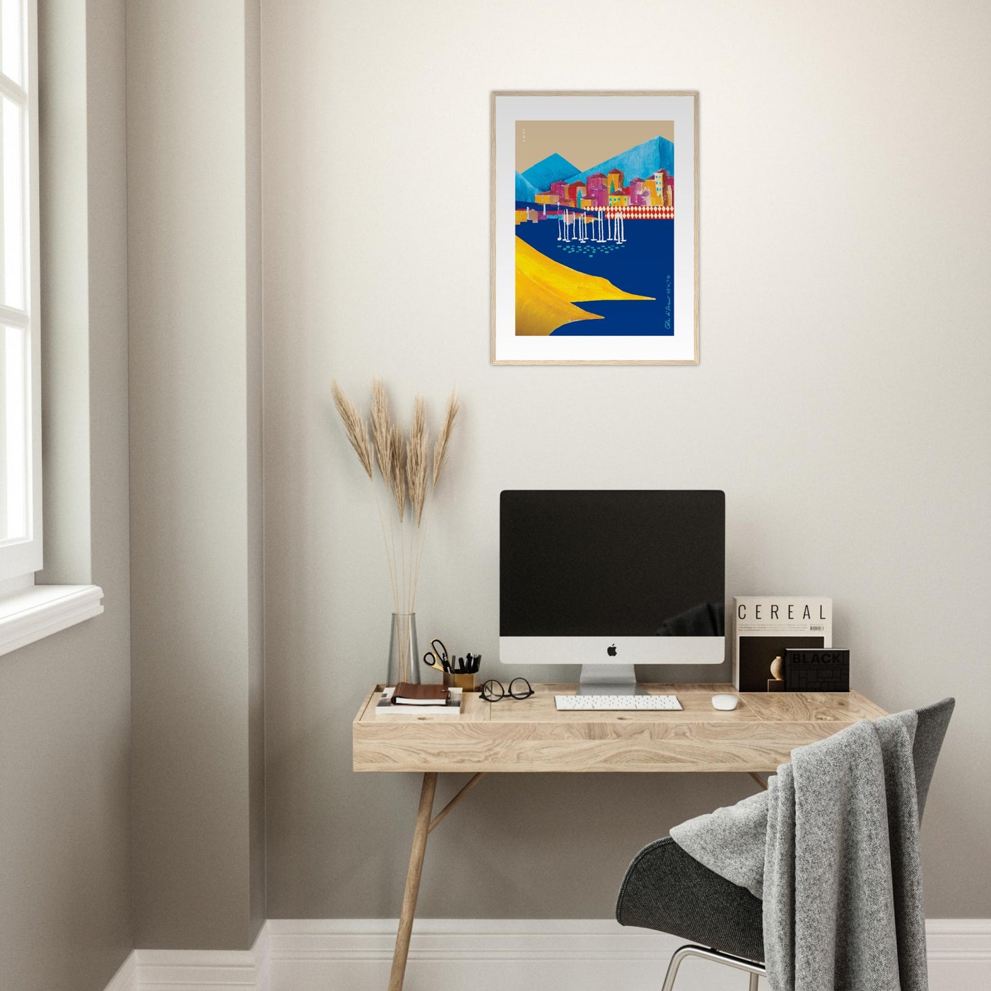 Colourful Beach Towns In The South of France Poster: Framed Art Print