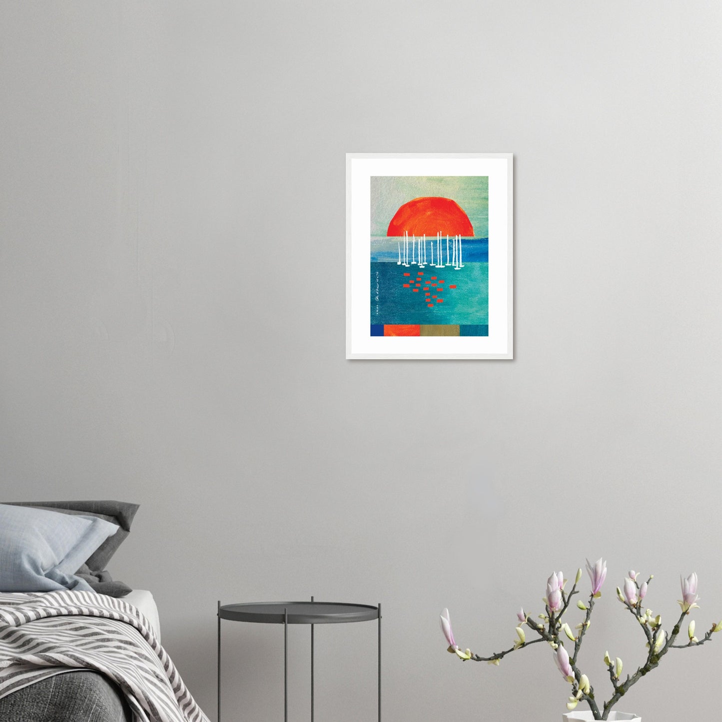 Sunrise Over The Sea, Colourful Seaside Landscape Artwork: Framed Print