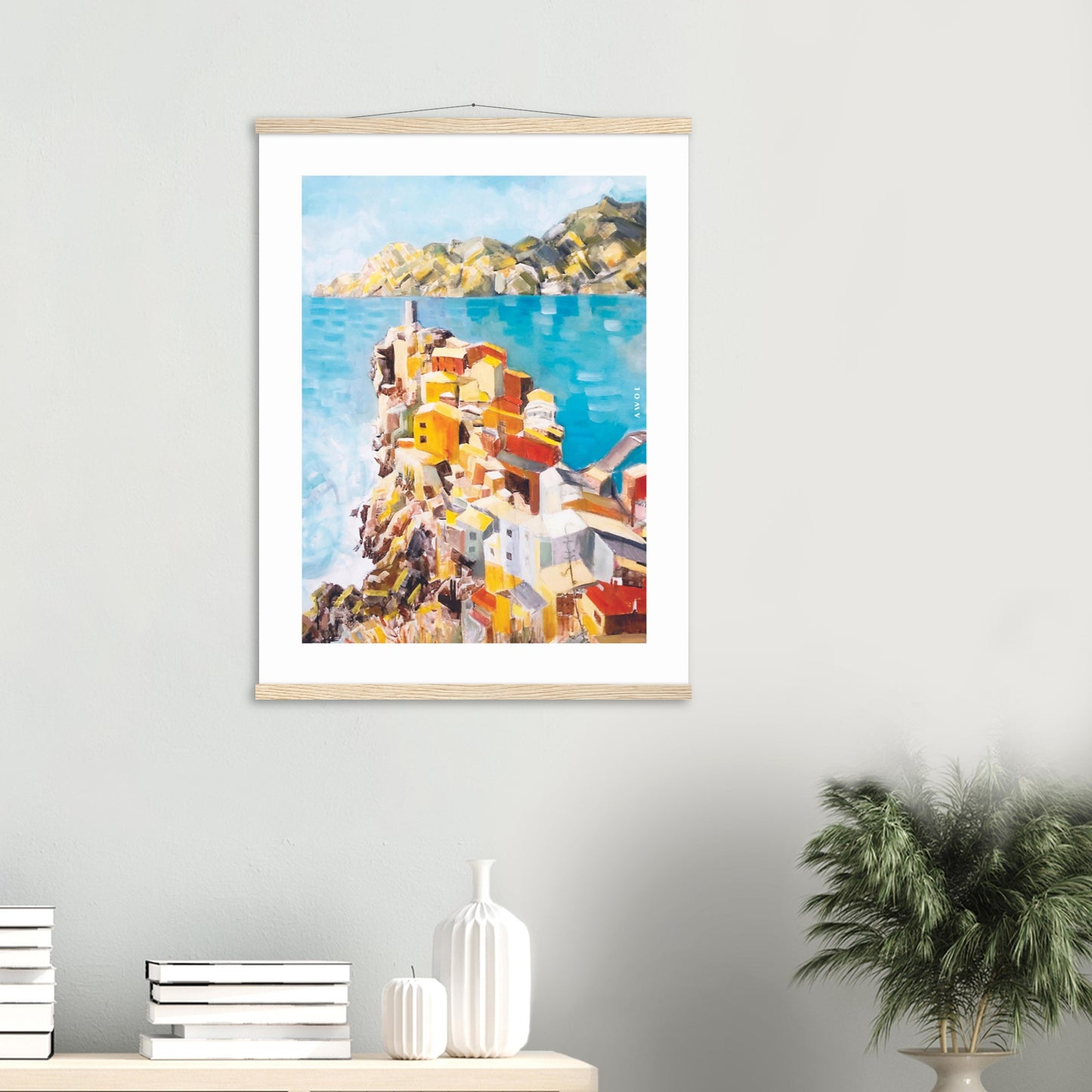 Italy Scenery Art Print: Colourful Towns Of Amalfi And Liguria: Poster Print With Hanger